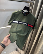 Tommy Hilfiger Olive Green Logo Work Premium T-Shirt