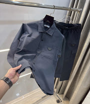 Prad a Milano Dark Grey Metal Logo Premium Tracksuit