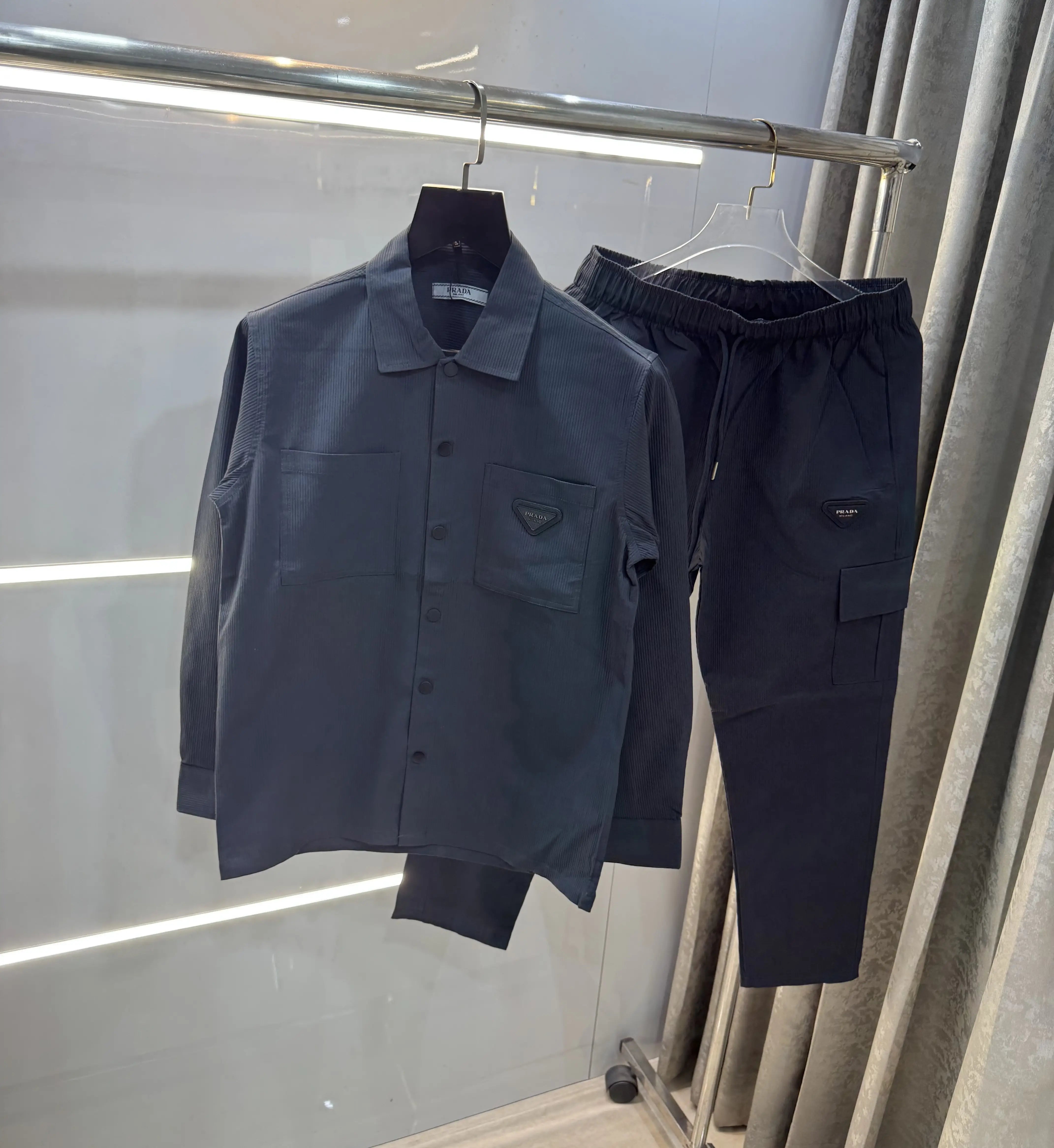 Prad a Milano Dark Grey Metal Logo Premium Tracksuit