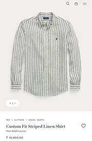 Ralph  Lauren Green Stripes Premium Linen Shirt