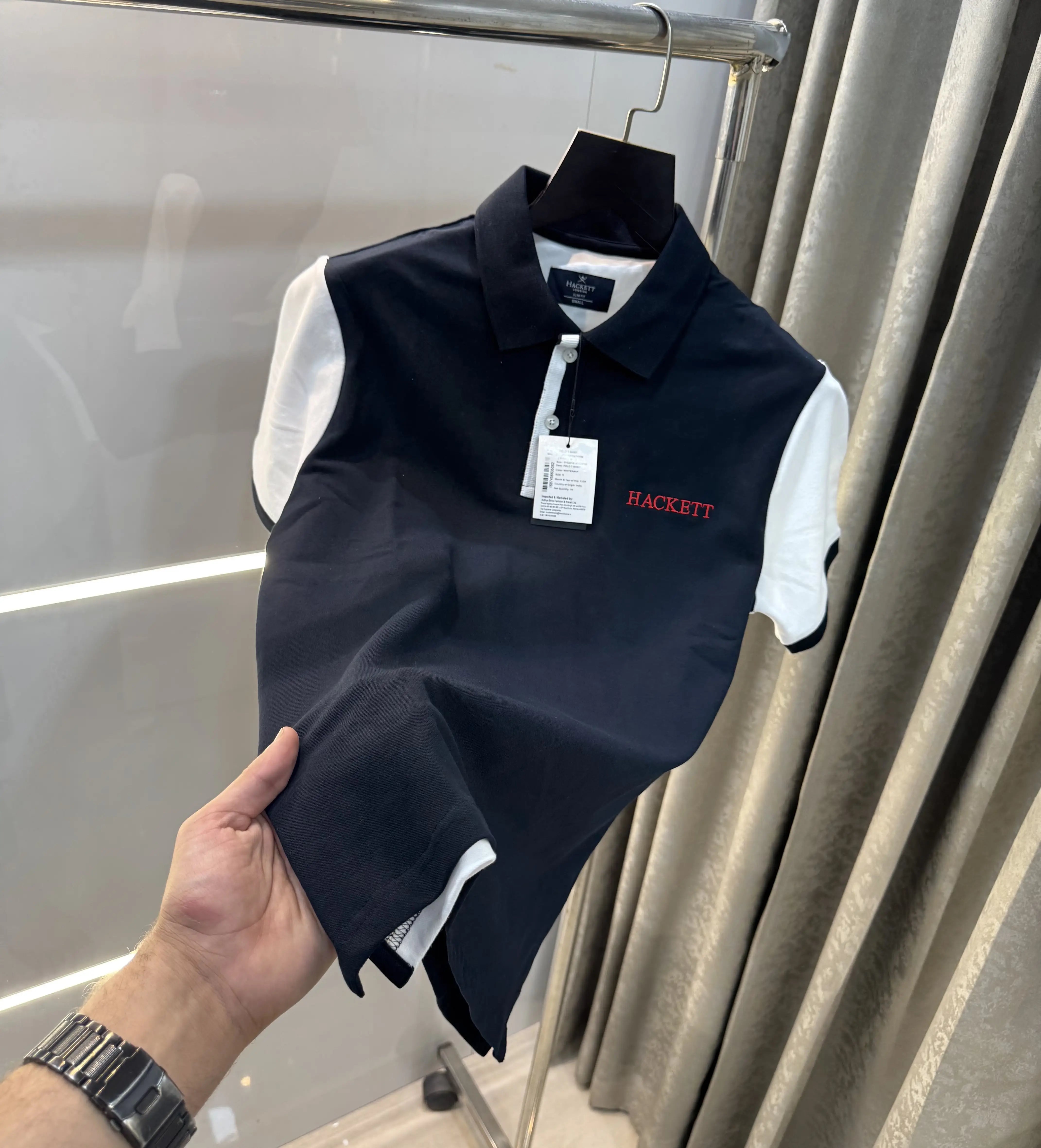 Hacket Navy Blue Logo Work Premium Polo T-Shirt