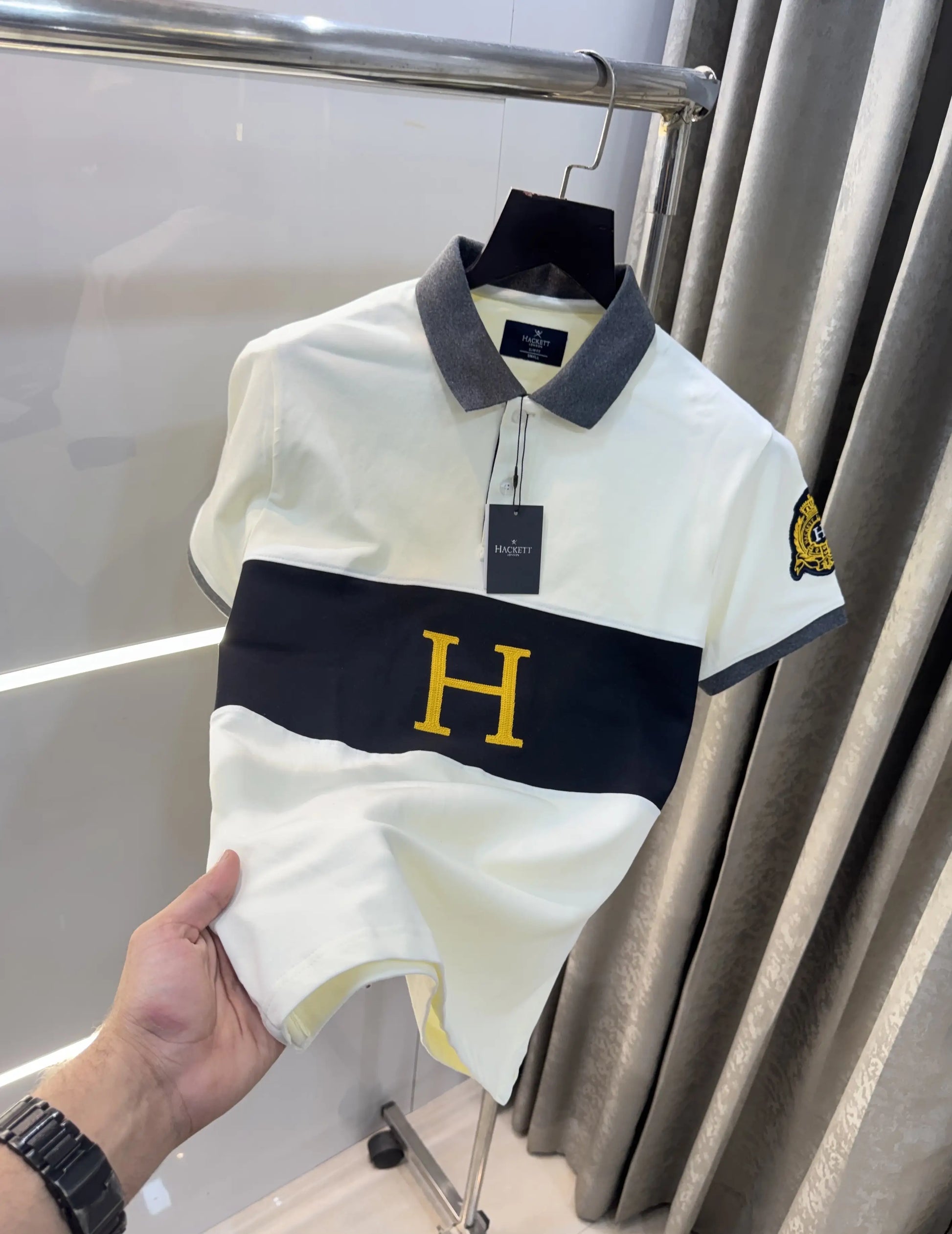 Hacket Cream Logo Work Premium Polo T-Shirt
