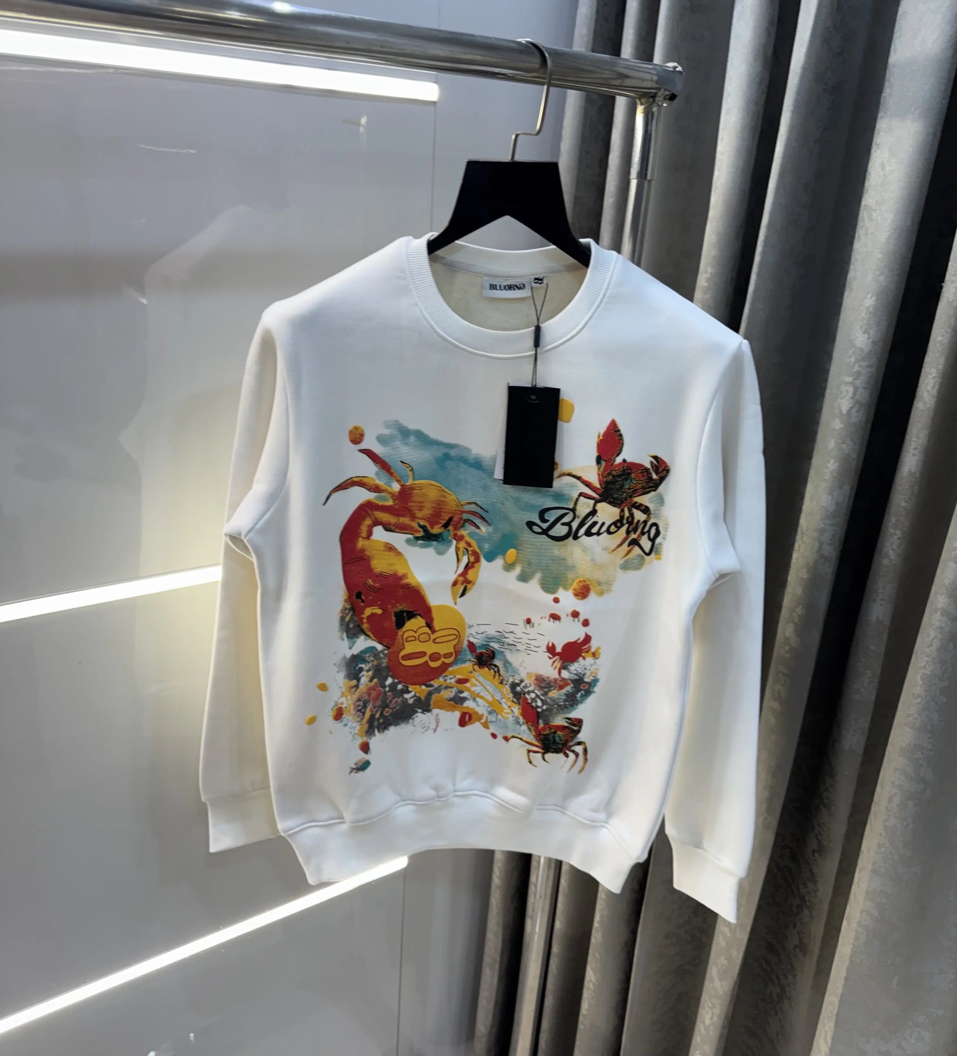 Bluorang White Logo Back Print Premium Sweatshirt
