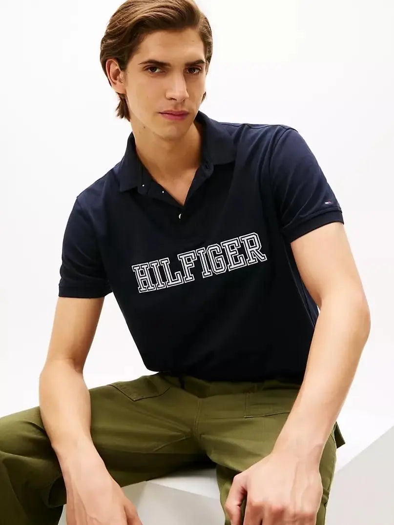 Tommy  Hilfiger Navy Blue Logo Work Premium Polo T-Shirt