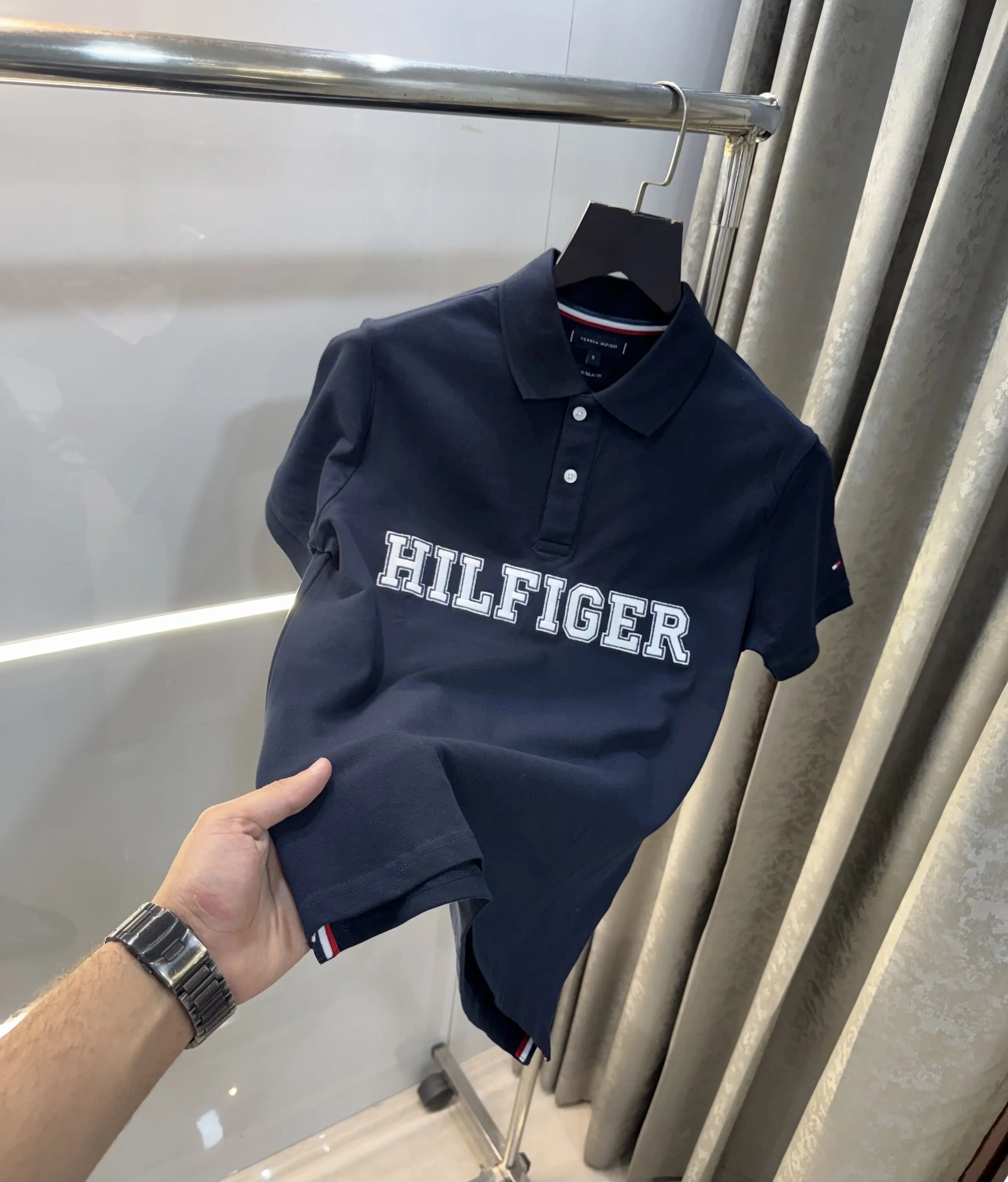 Tommy  Hilfiger Navy Blue Logo Work Premium Polo T-Shirt