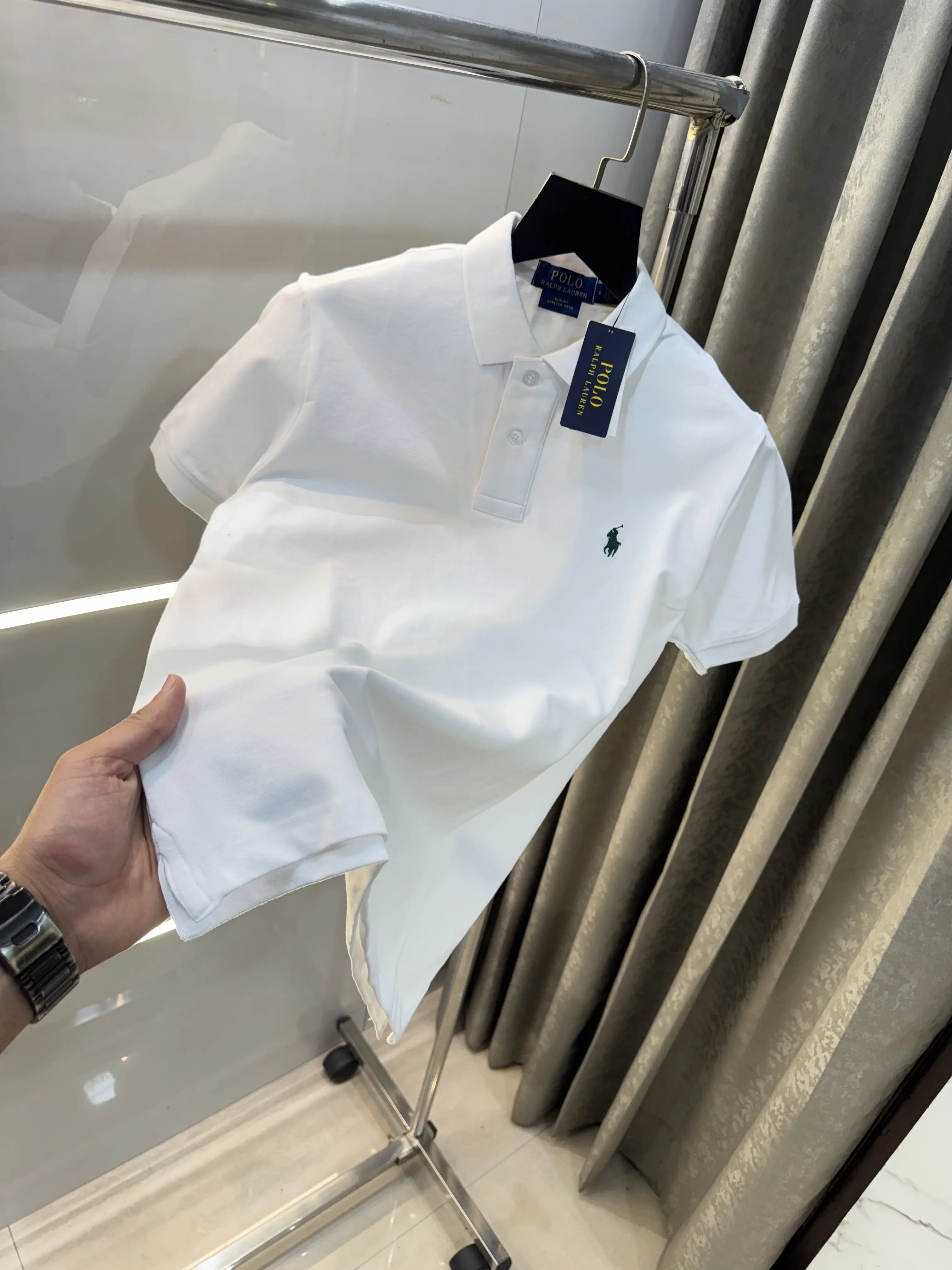 Ralph Lauren White Embroidery Logo premium Polo T-shirt