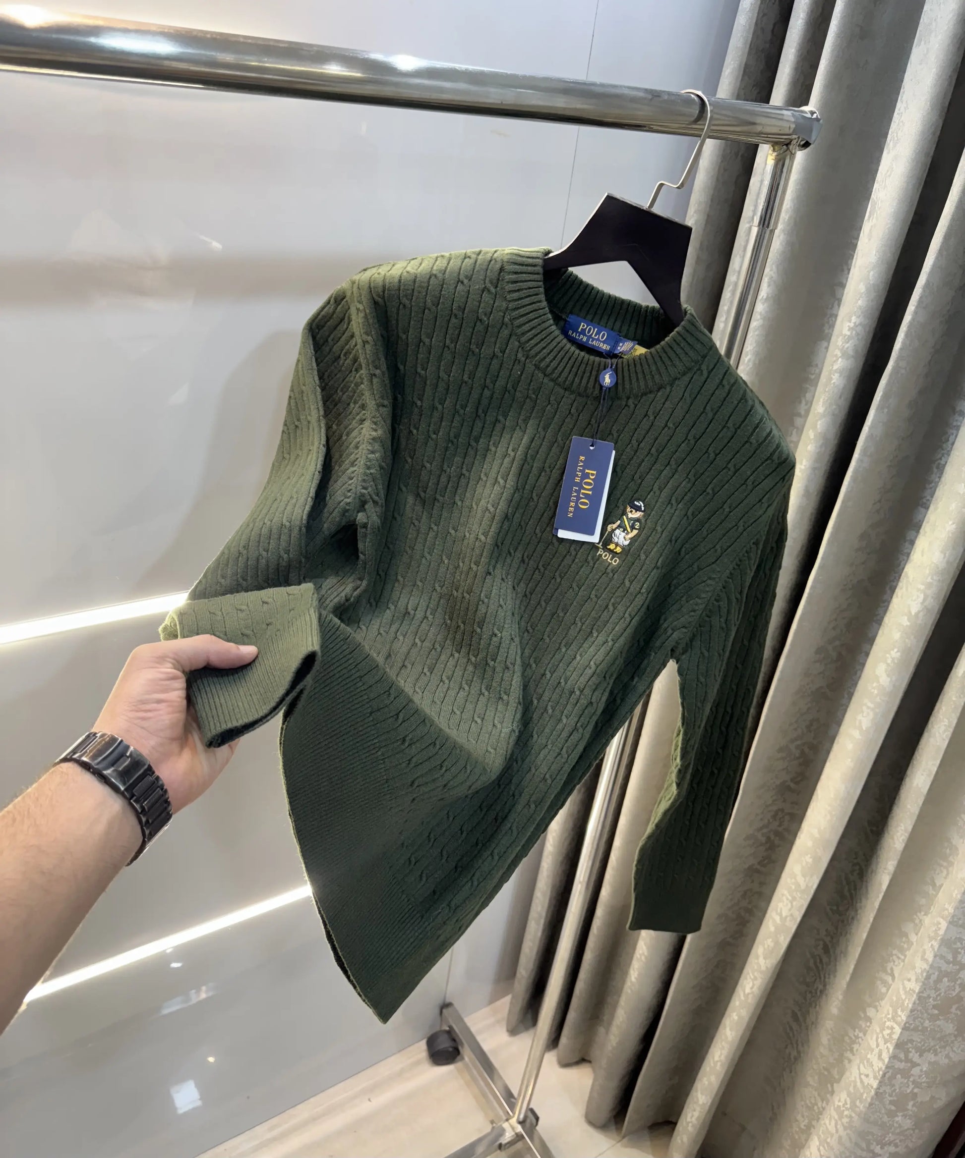 Ralp.h  Laure n Olive Green Teddy Edition Imported Pull Over
