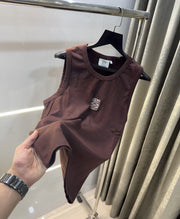 Loewe Brown Embroidery Logo Premium Sando