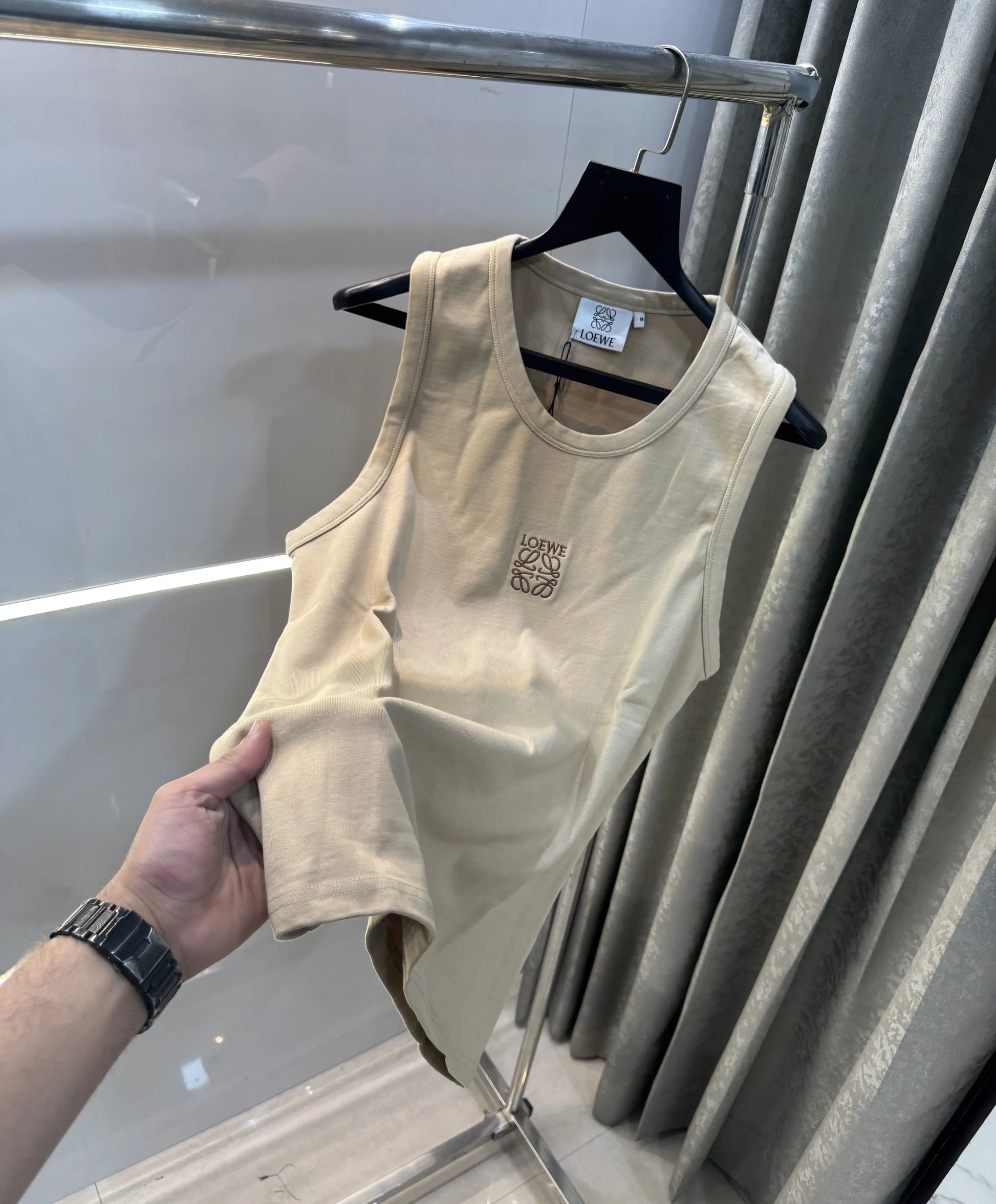 Loewe Beige Embroidery Logo Premium Sando