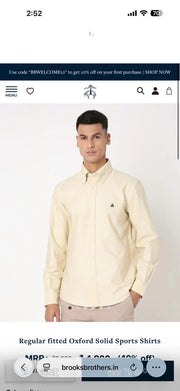 Brooks Brother Yellow Oxford Premium Shirt