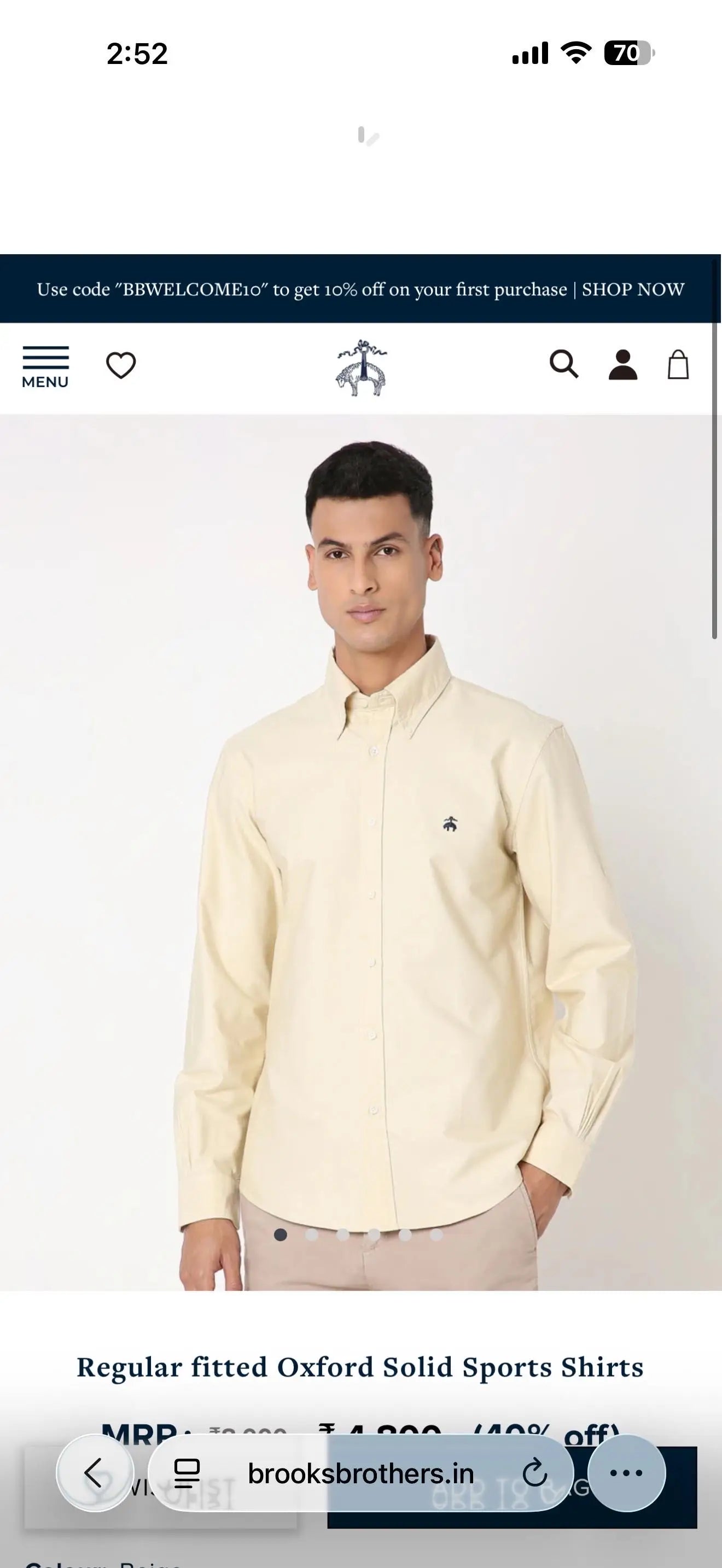 Brooks Brother Yellow Oxford Premium Shirt