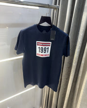 Arman i Exchange Navy Blue Logo Print Imported T-Shirt