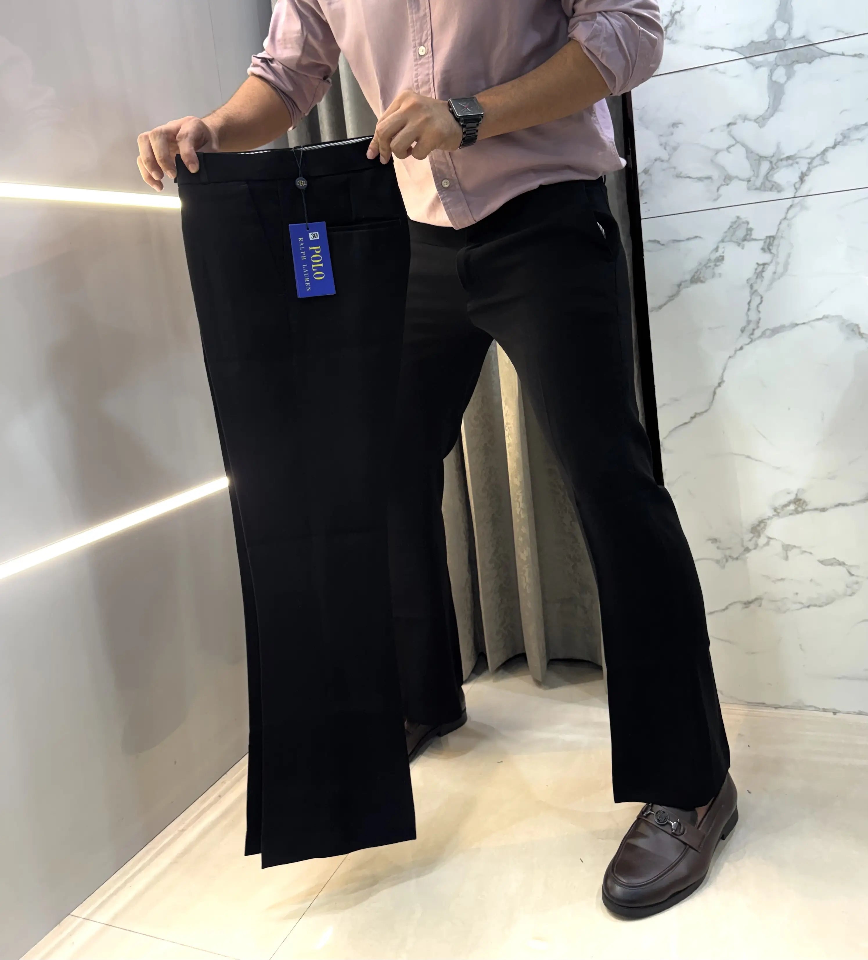Ralp h  Lauren Jet Black Imported Boot Cut Trouser
