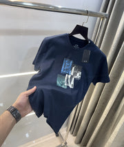 Arman i Exchange Navy Blue Logo Print Imported T-Shirt