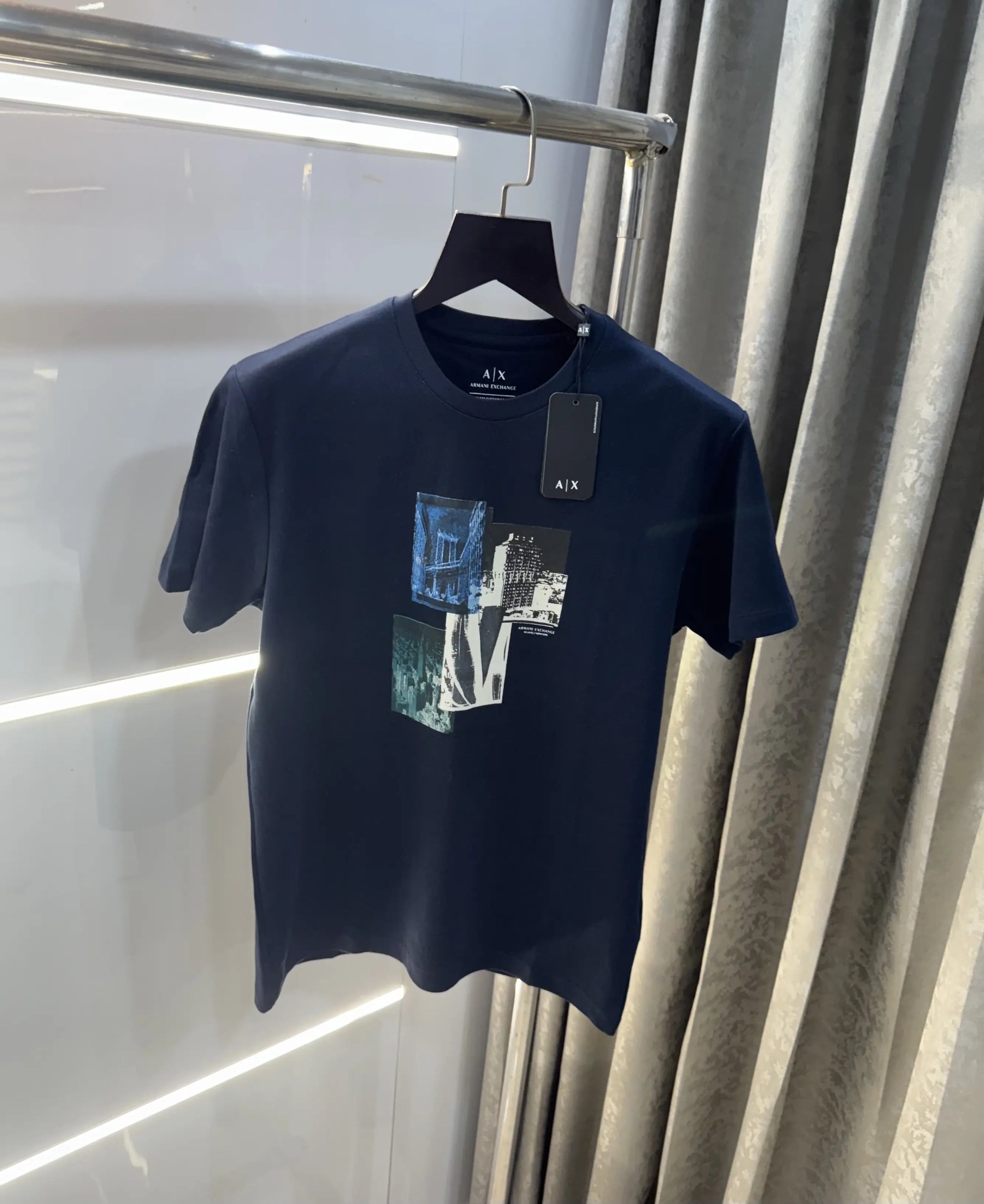 Arman i Exchange Navy Blue Logo Print Imported T-Shirt