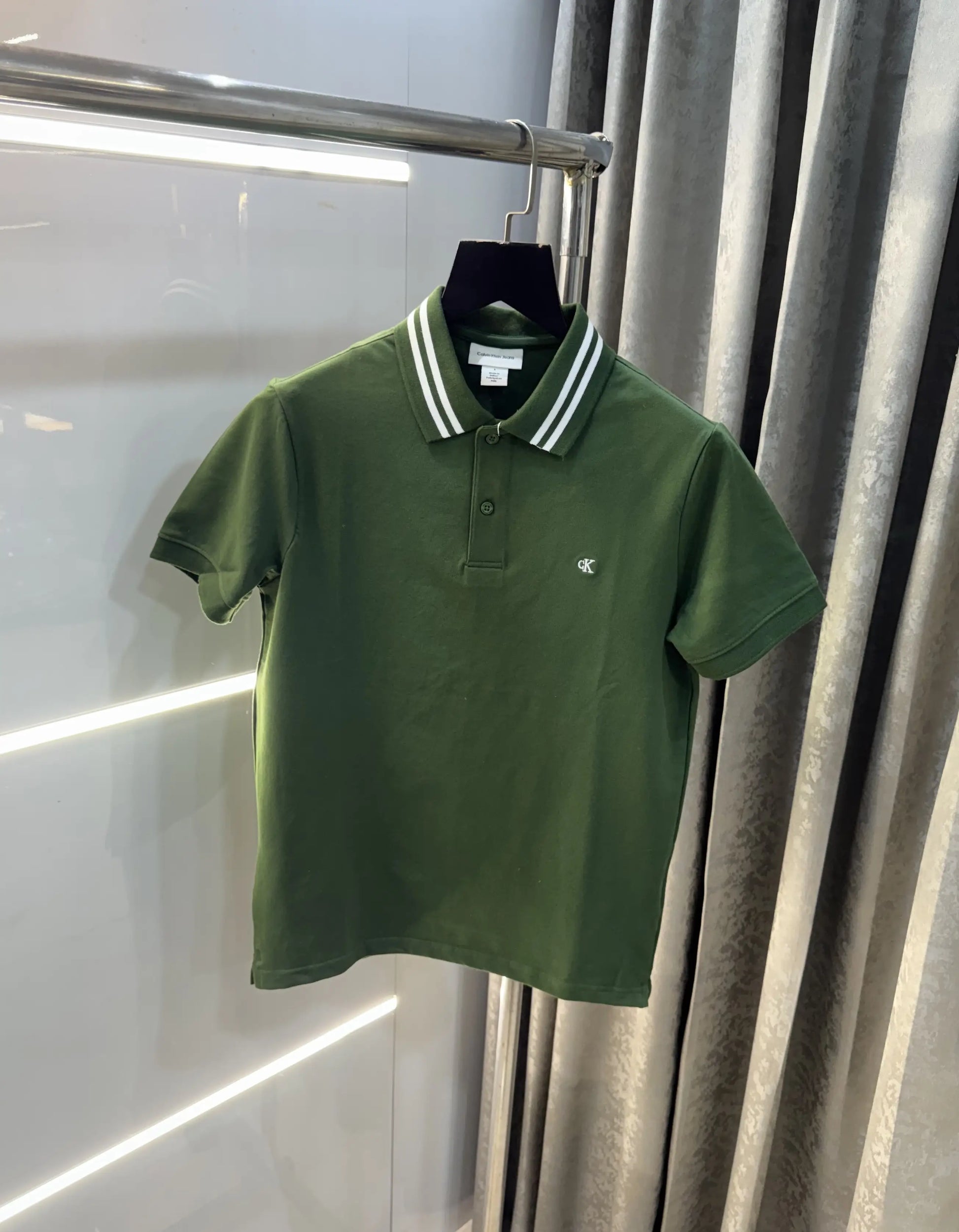 Calvin  Klein Olive Embroidery Logo Premium Polo T-Shirt