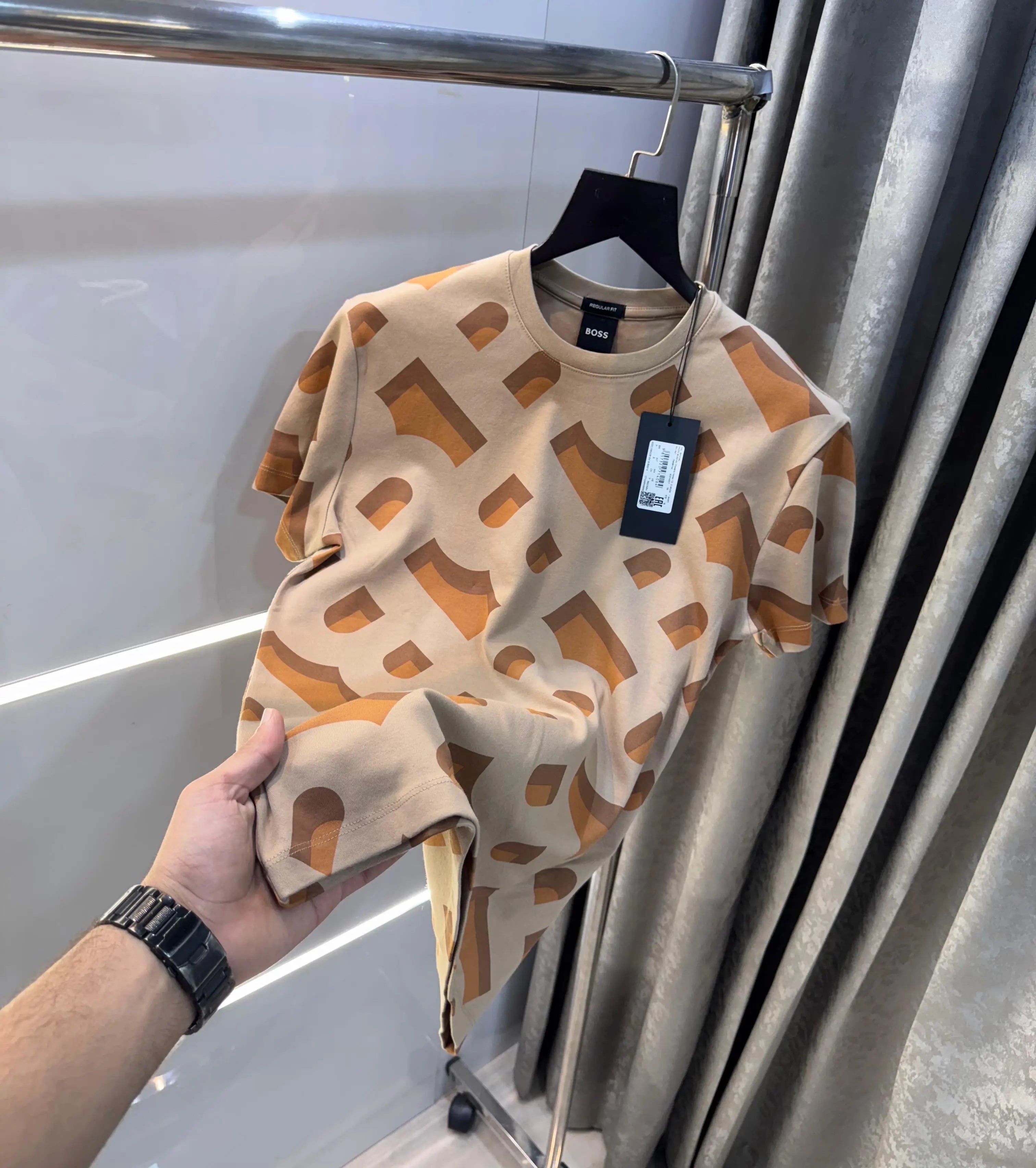 Hugo Boss Beige Printed Premium T-Shirt