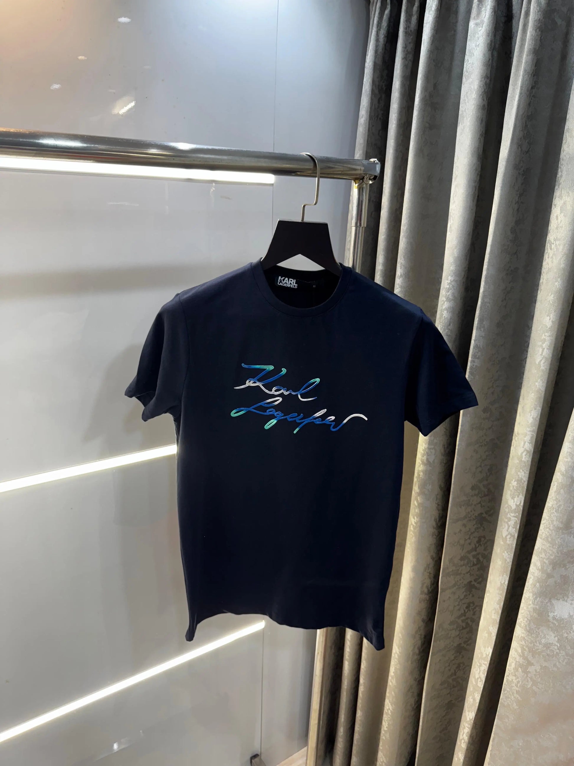 Karl Lagerfeld Navy Blue Logo Print Imported T-Shirt