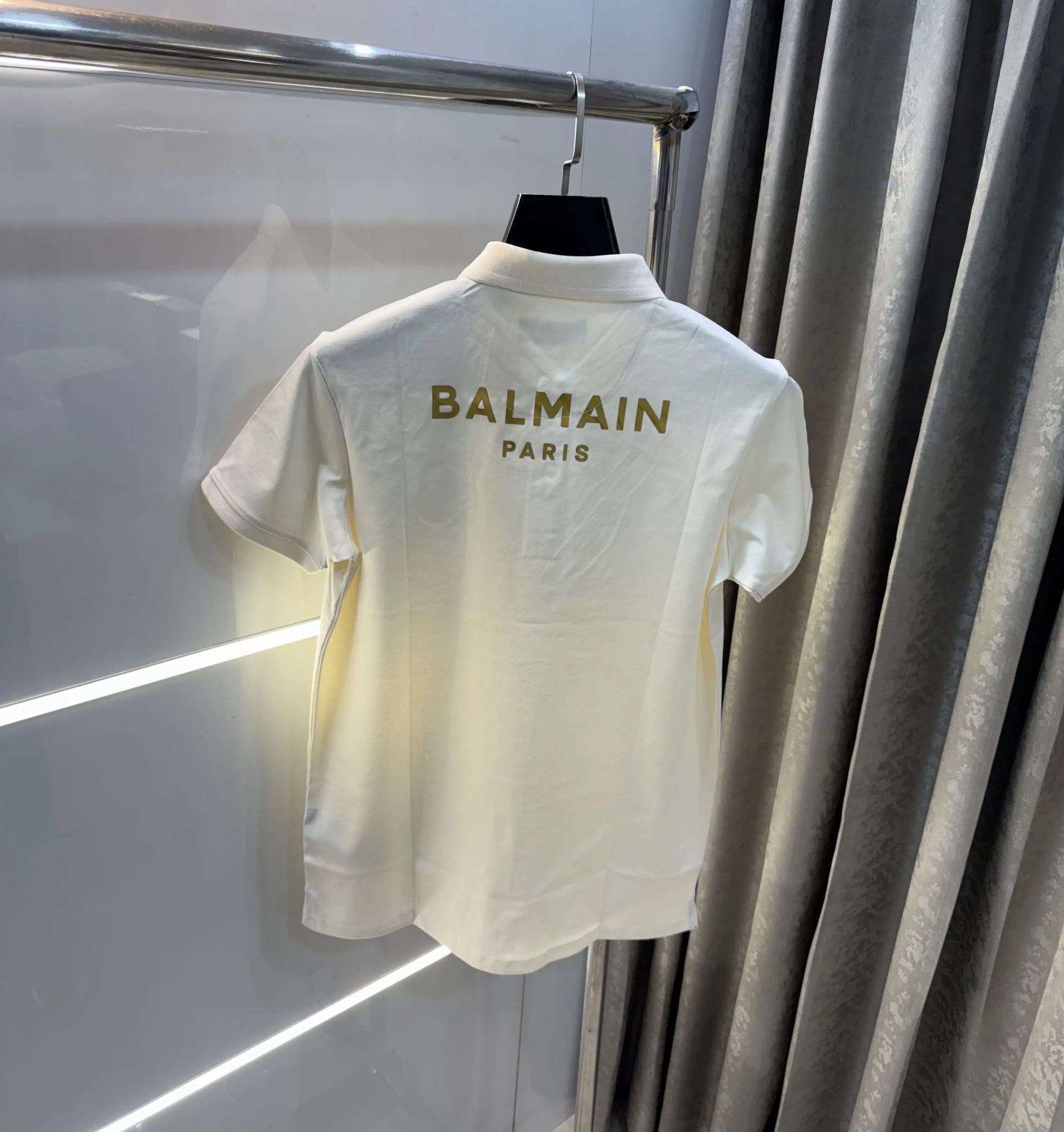 Balmai n Paris Cream Logo Work Imported Polo T-Shirt