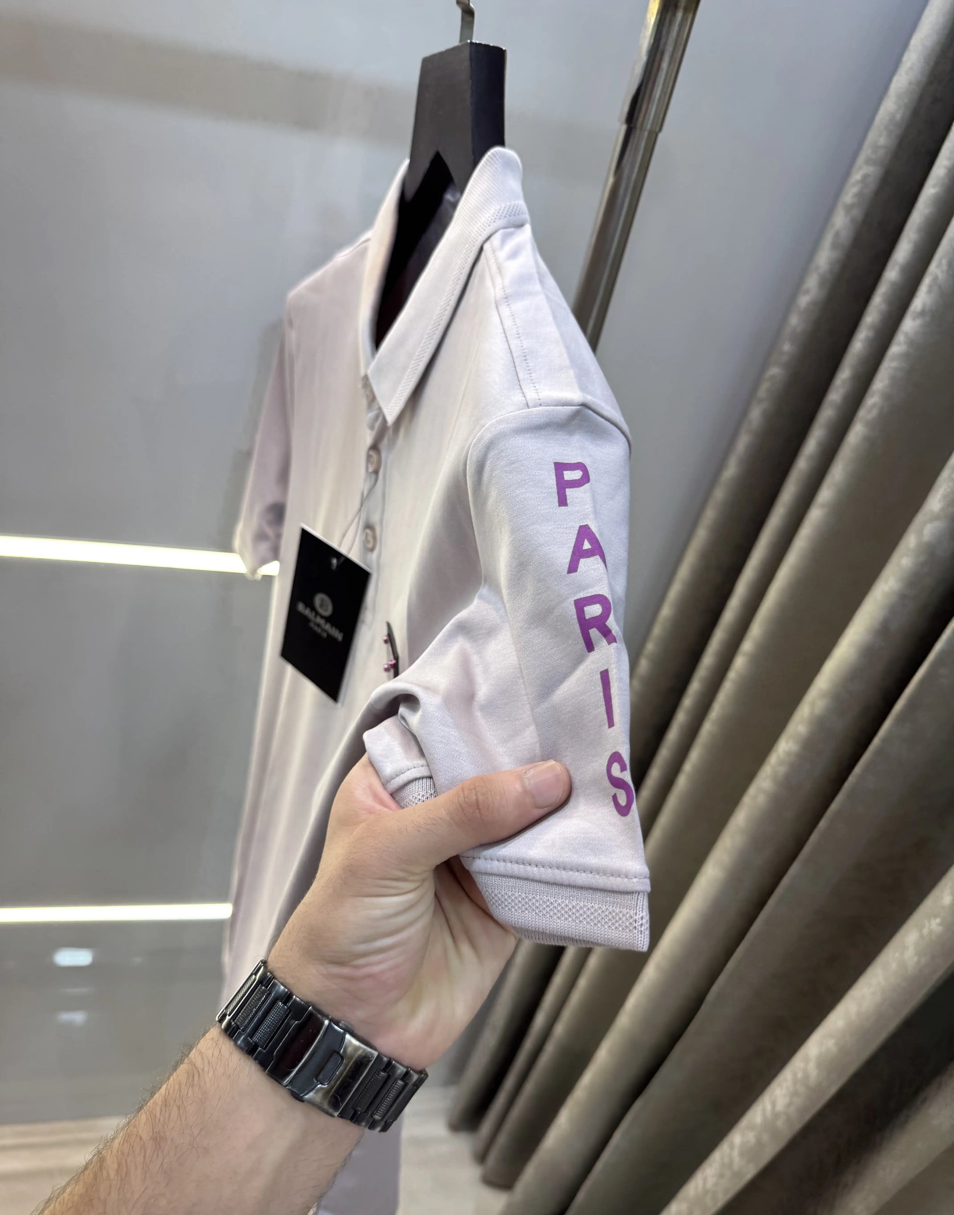 Balmai n Paris Peach Logo Work Imported Polo T-Shirt