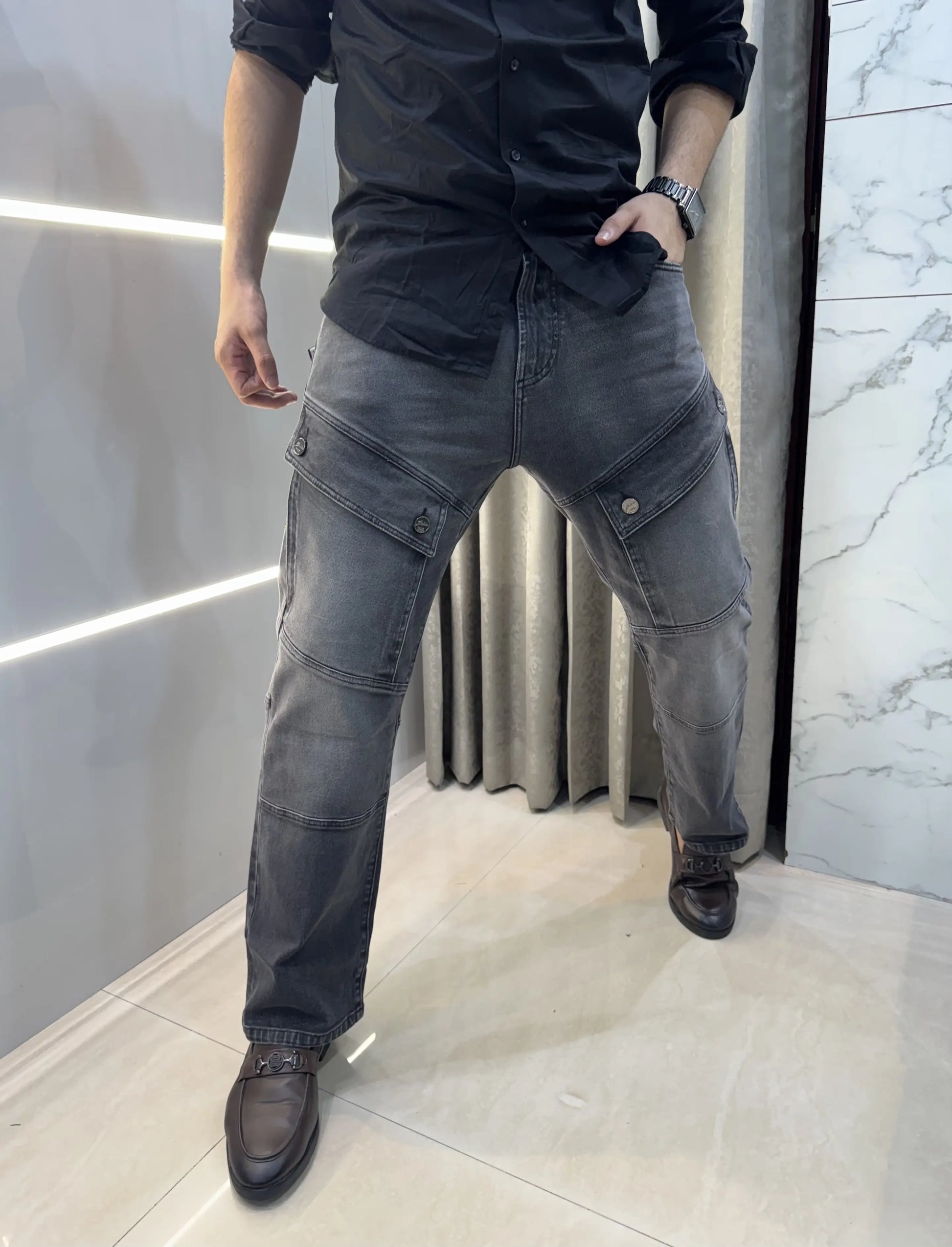 Balmain Paris Grey Imported Rider Denim