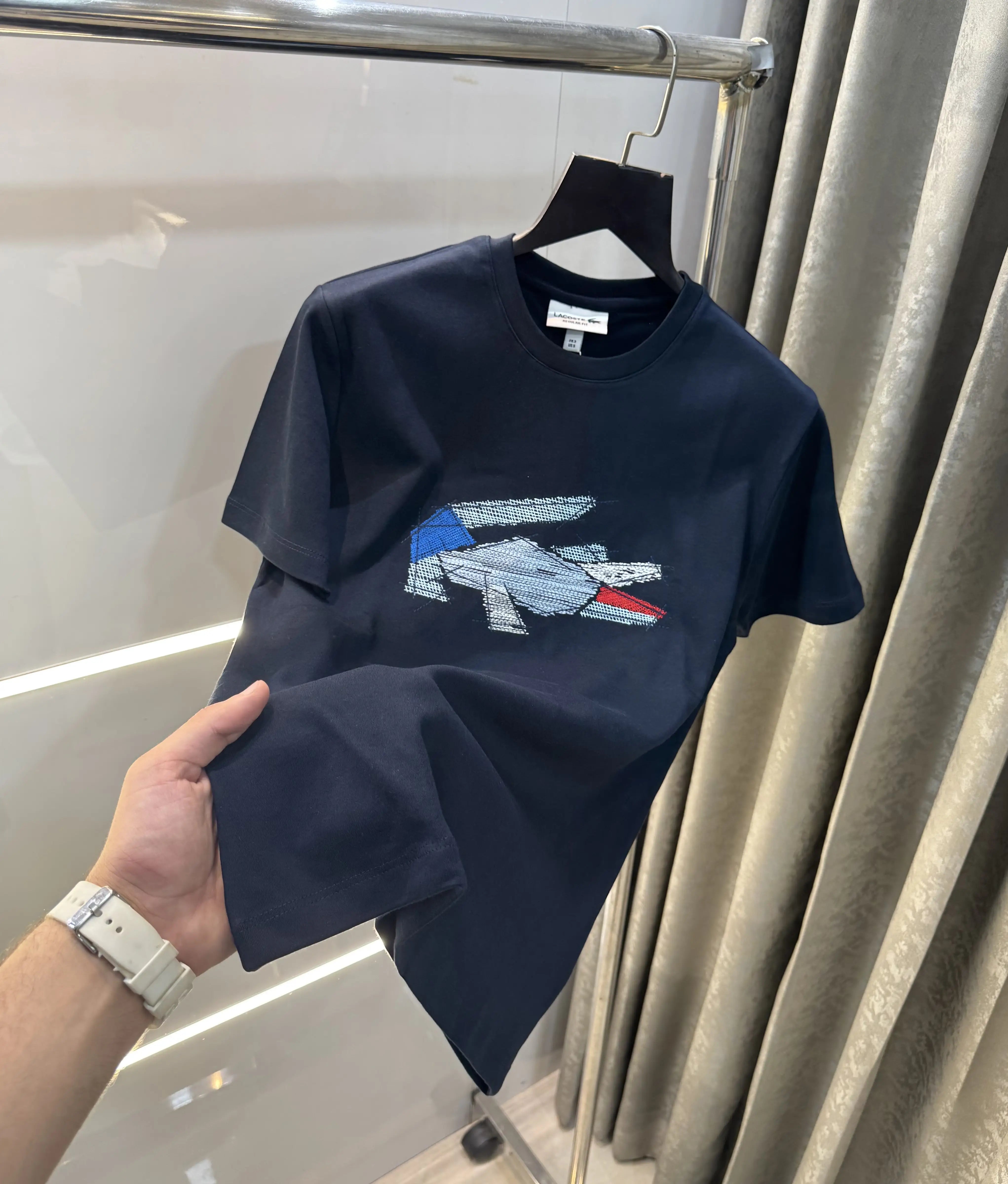 Lacost e Navy Blue Logo Work Premium T-Shirt