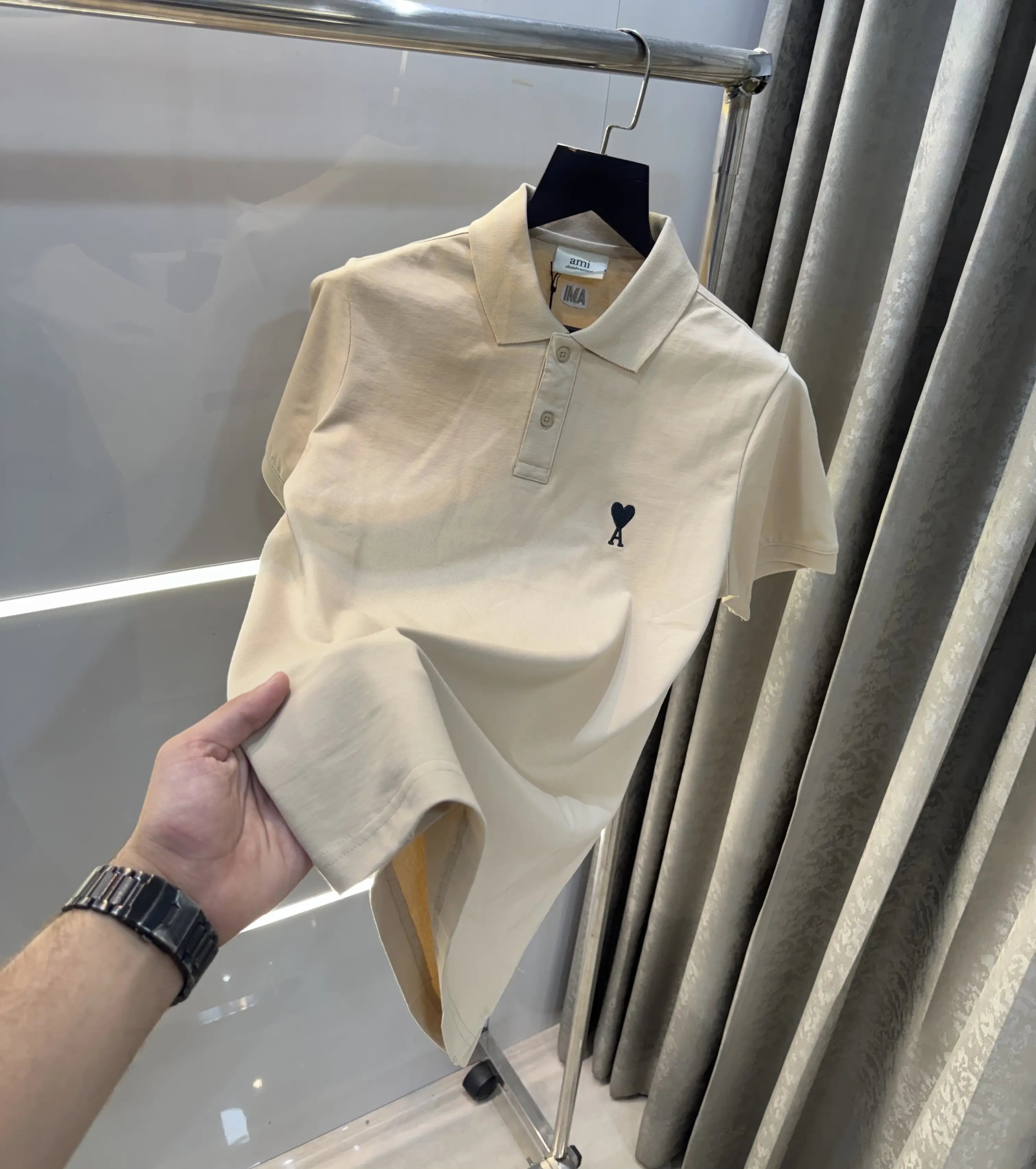 Ami paris Cream Logo Work Premium Imported T-Shirt