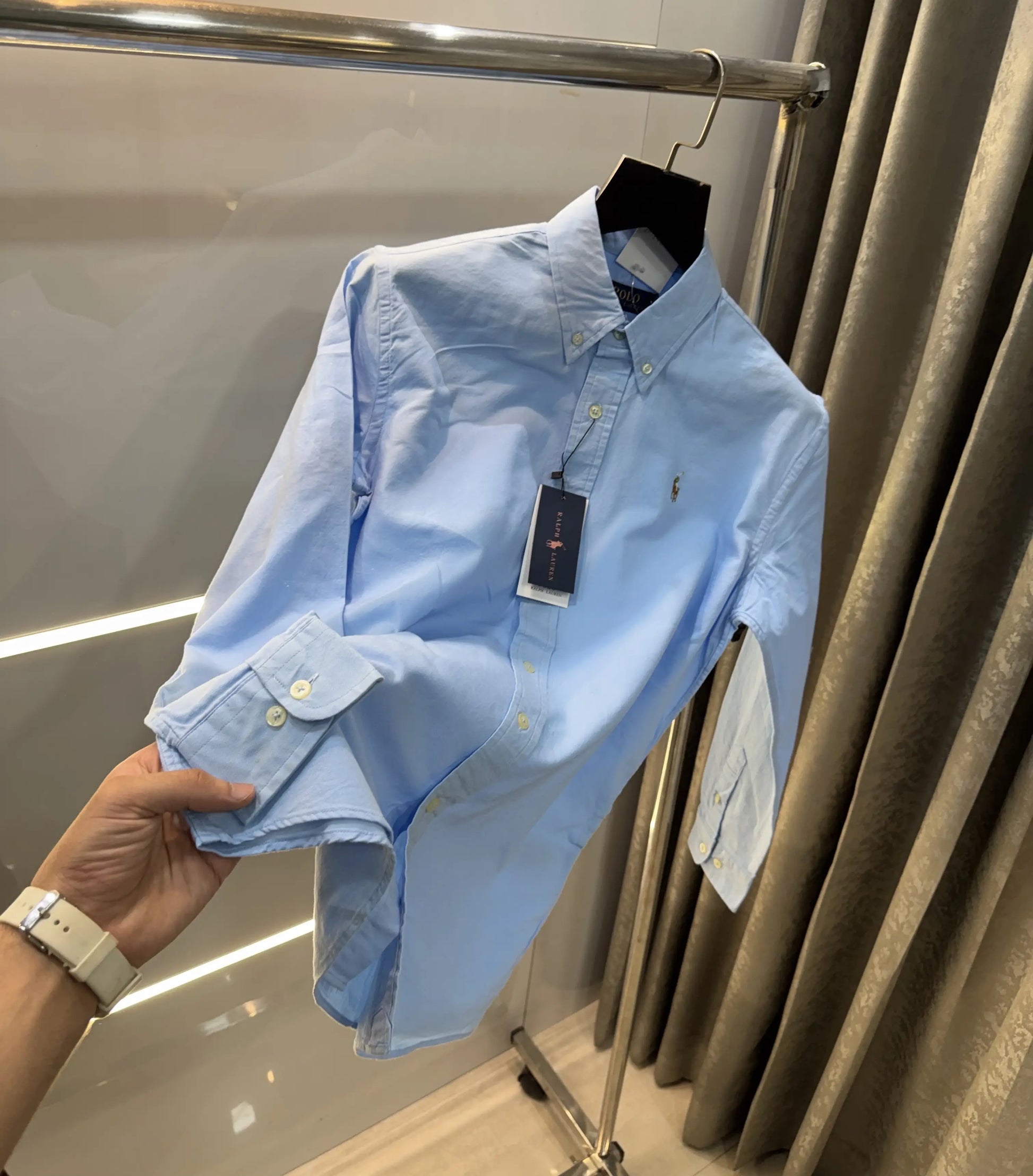 Ralph  Lauren Sky Blue Embroidery Logo Classic Shirt