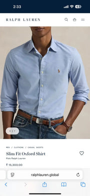 Ralph  Lauren Sky Blue Embroidery Logo Classic Shirt