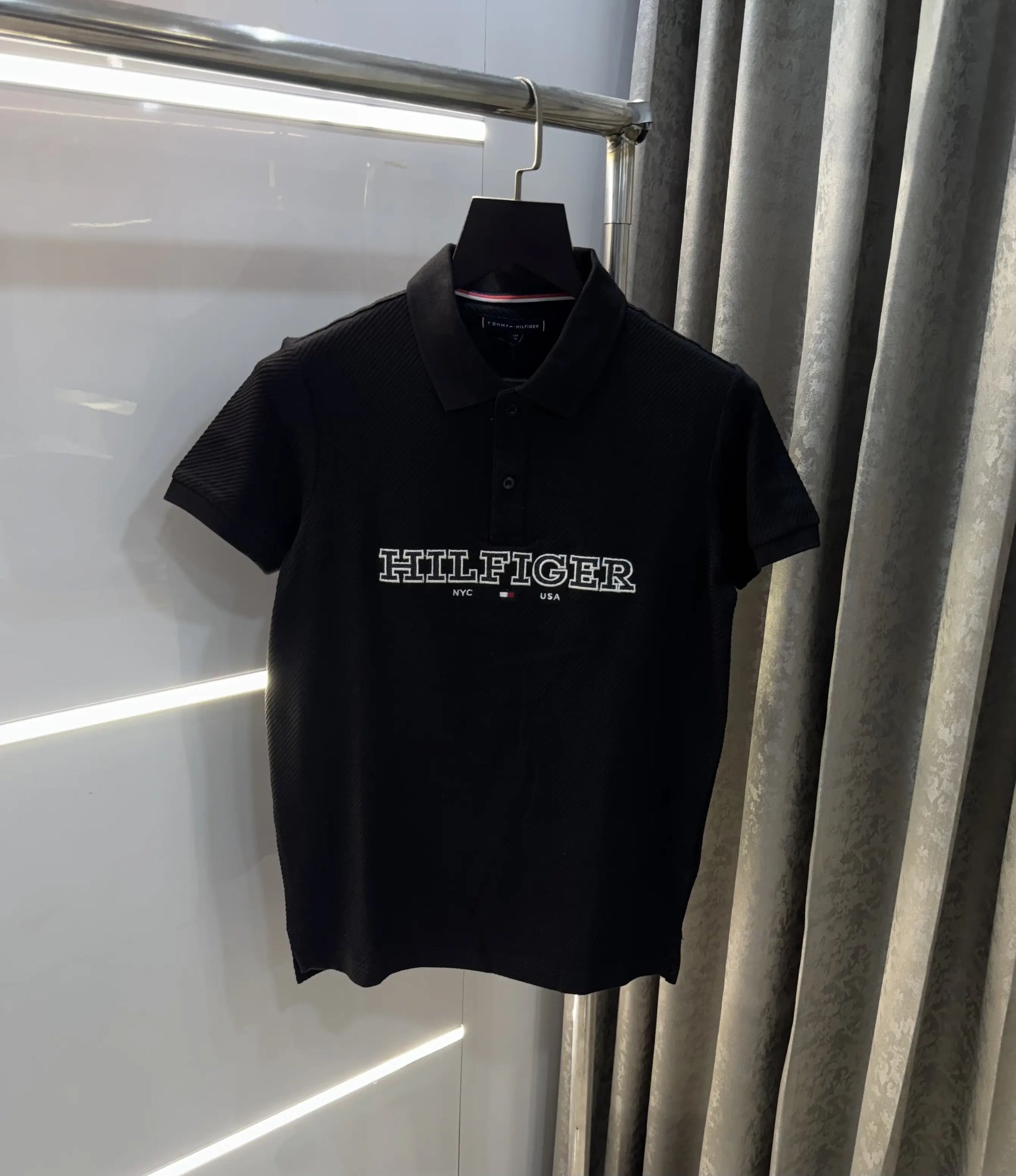 Tommy Hilfiger Black Premium Knitted Polo T-Shirt