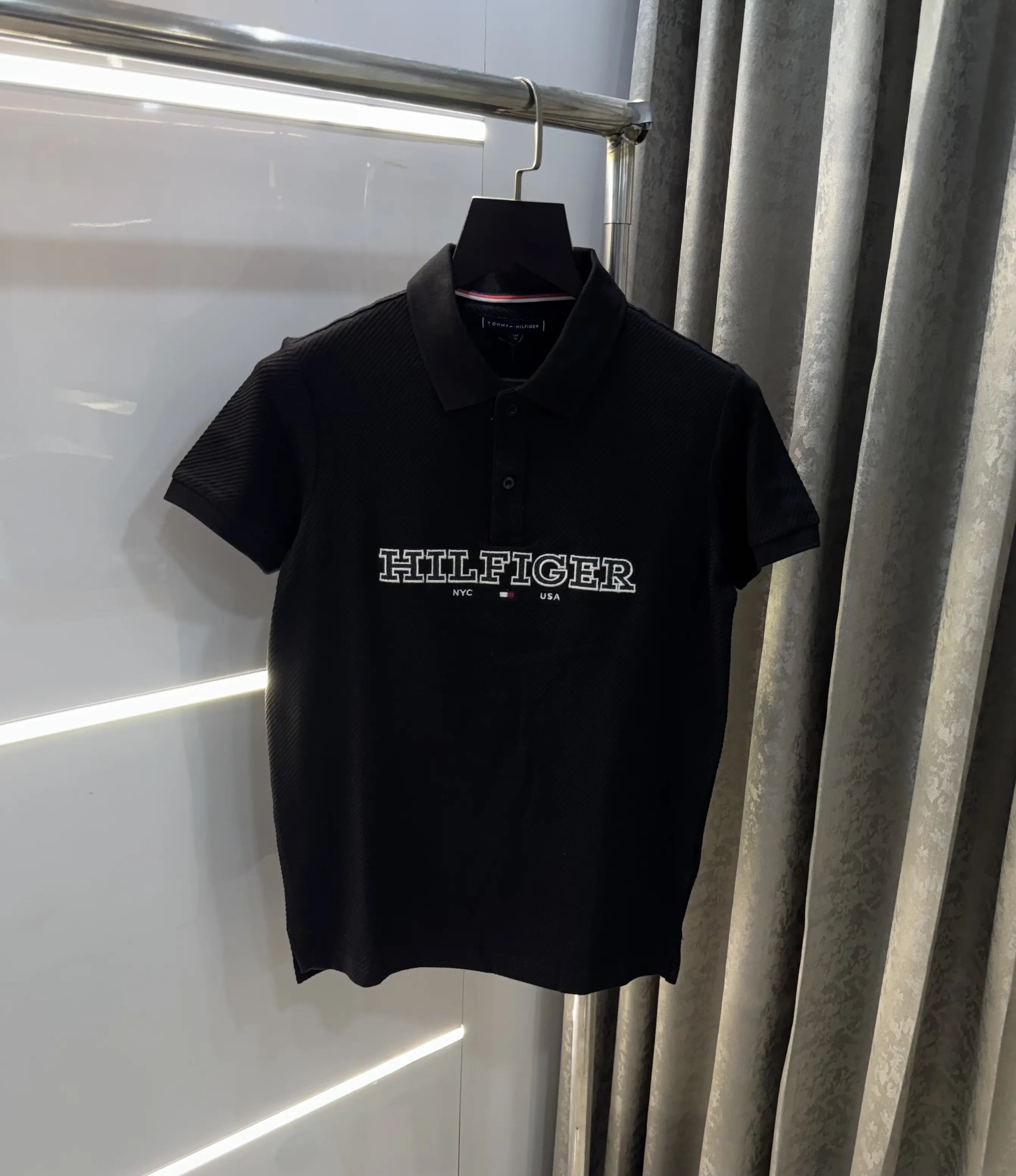 Tommy Hilfiger Black Premium Knitted Polo T-Shirt