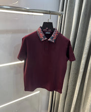 Versace Couture Wine Collar Logo Imported Polo T-Shirt