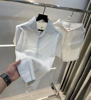 Zar a White Brown Premium Classic Linen Cord Set