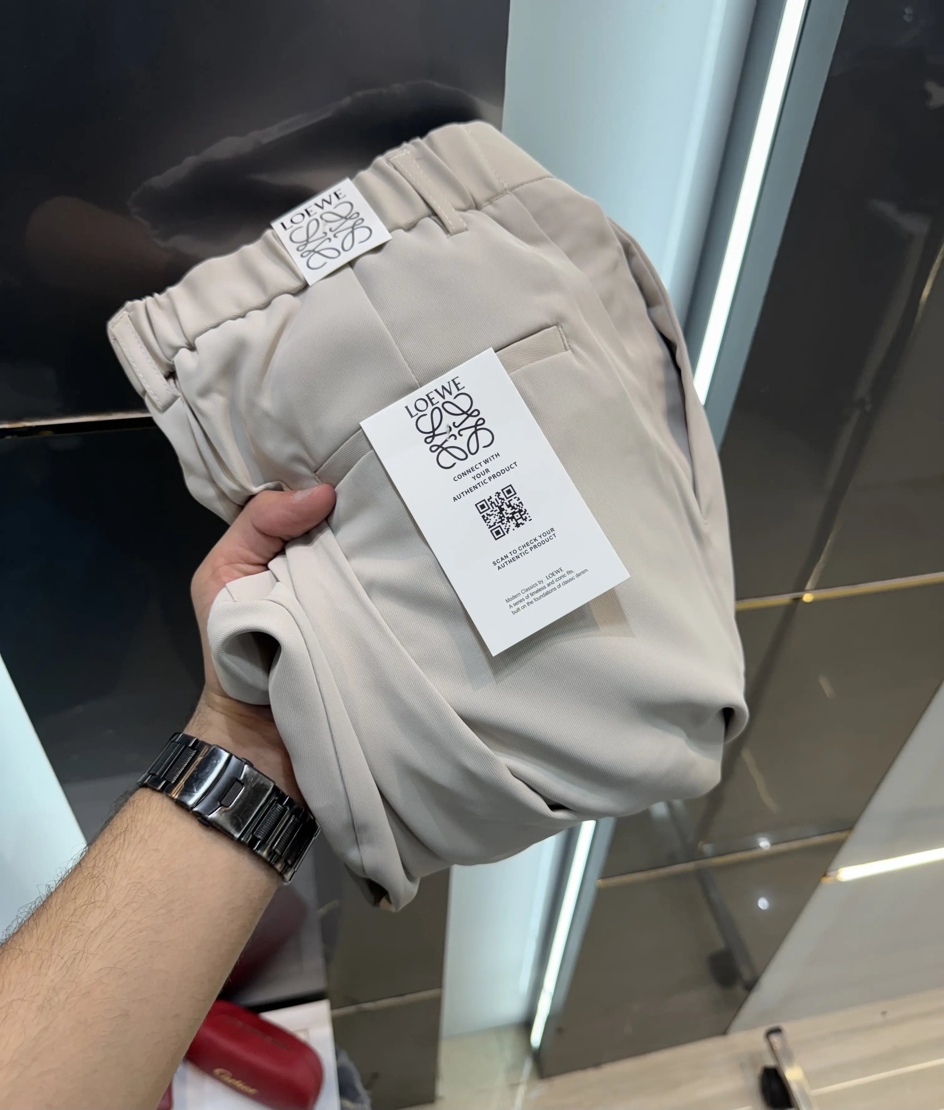 Loewe Cream Premium Imported Belt Strech Trouser