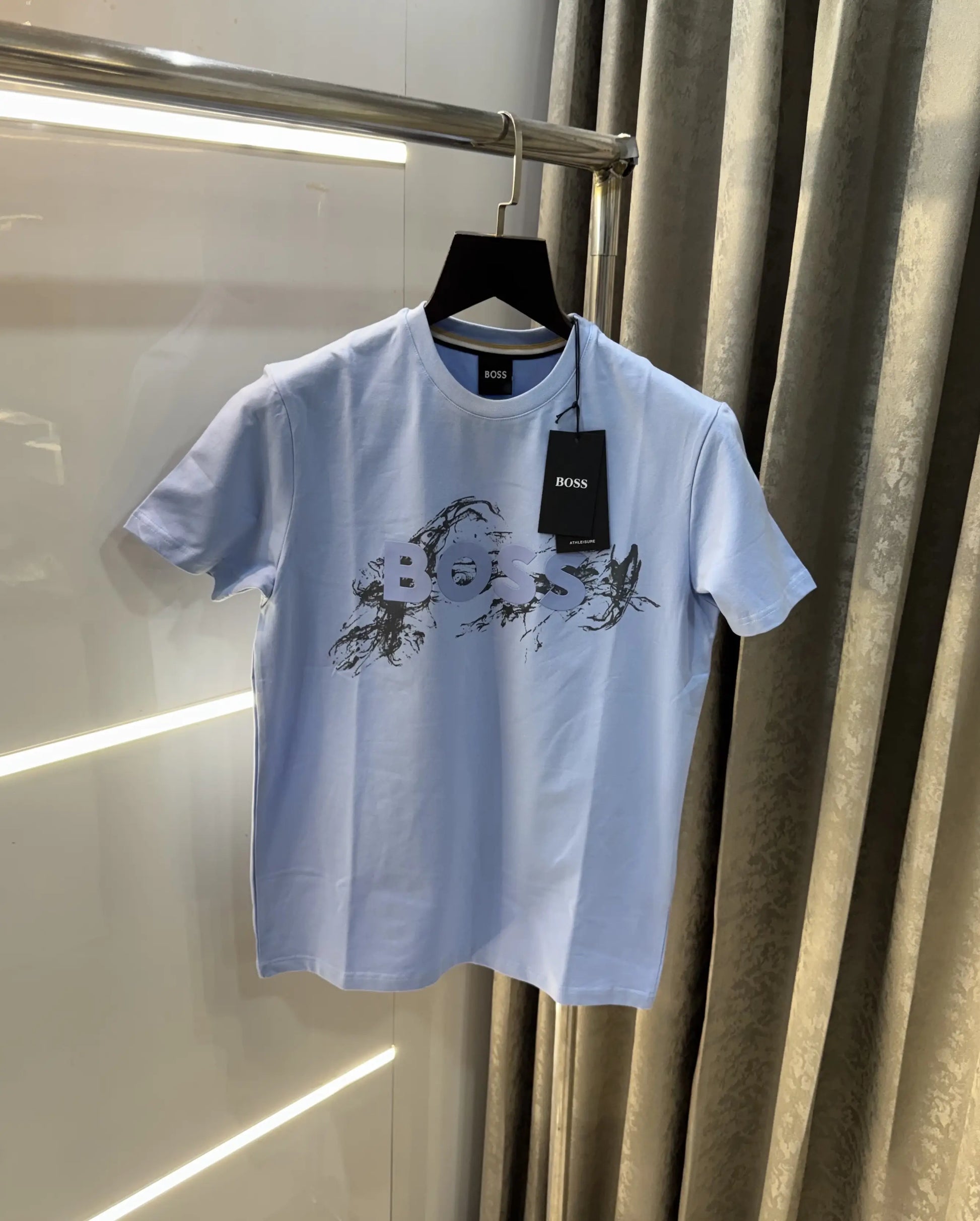 Hugo Boss Sky Blue Logo Print Premium T-Shirt