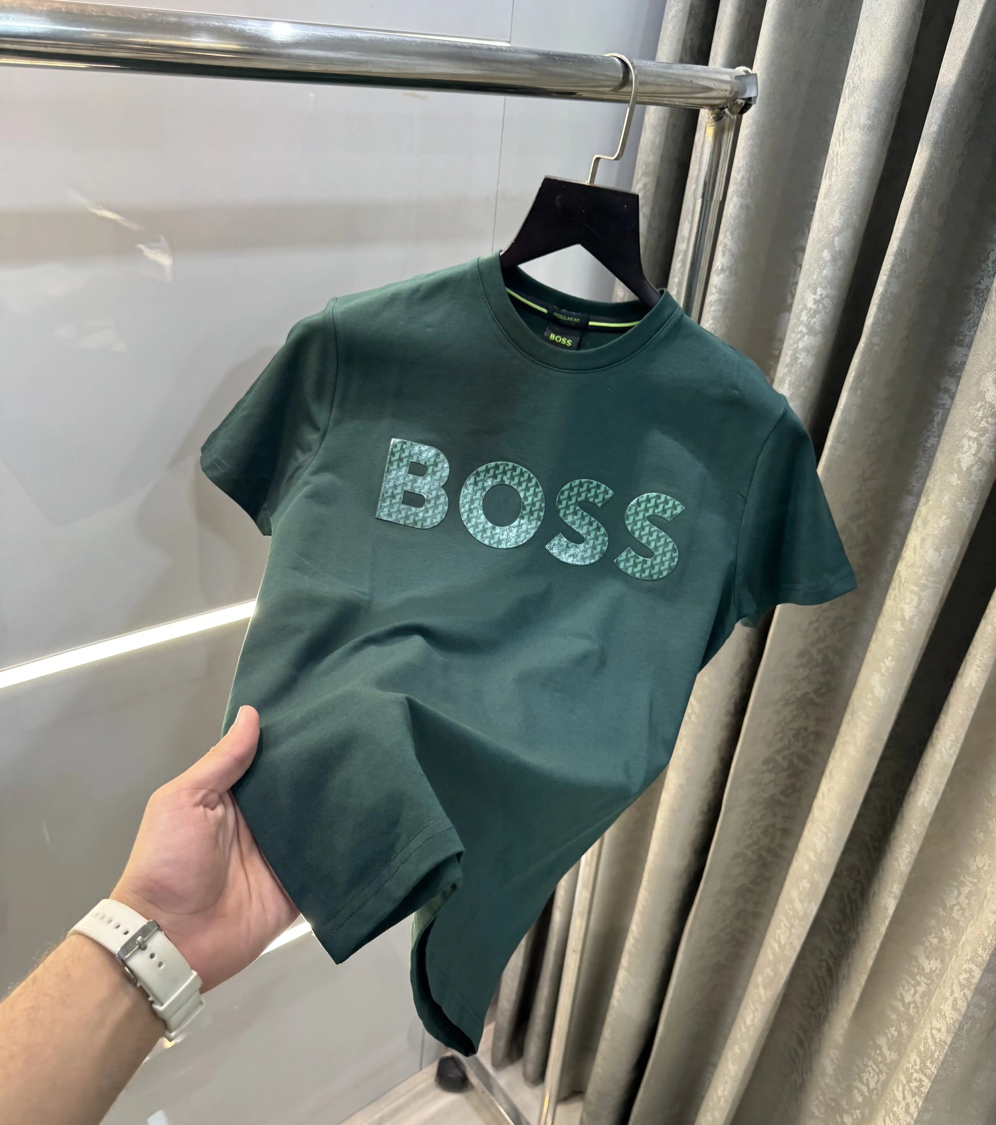 Hugo Boss Bottle Green Logo Print Premium T-Shirt