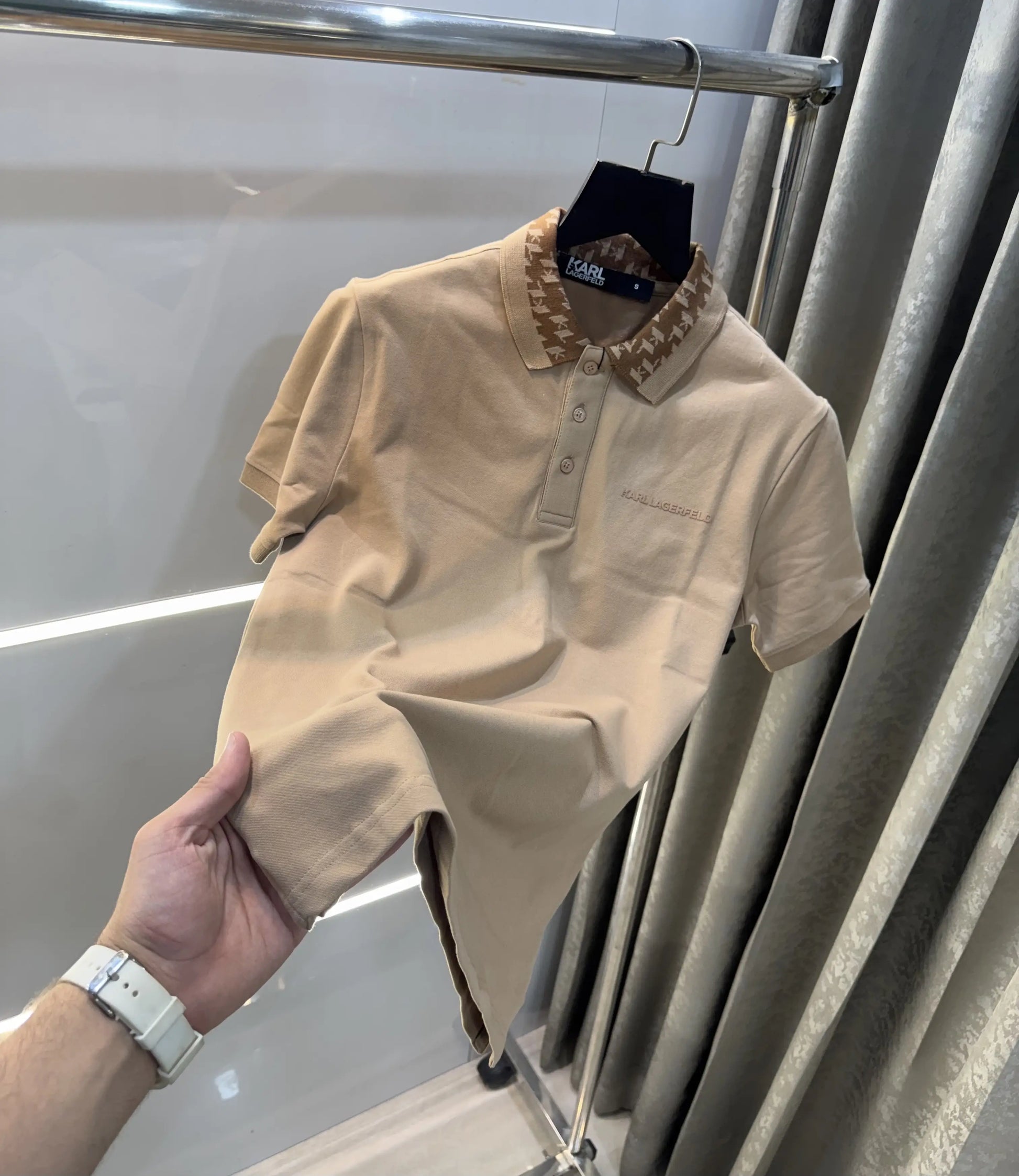 Karl Lagerfled Beige Imported Polo T-Shirt