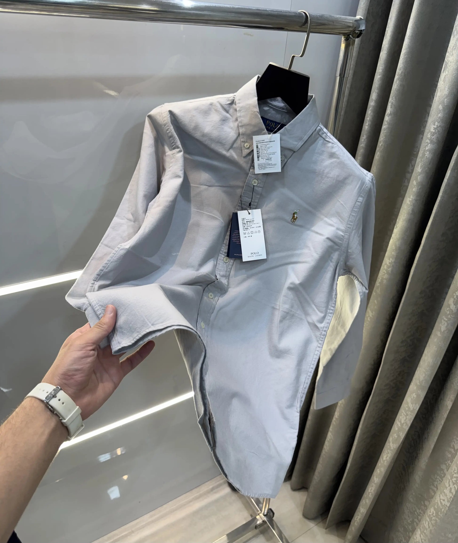 Ralph  Lauren Grey Embroidery Logo Classic Shirt