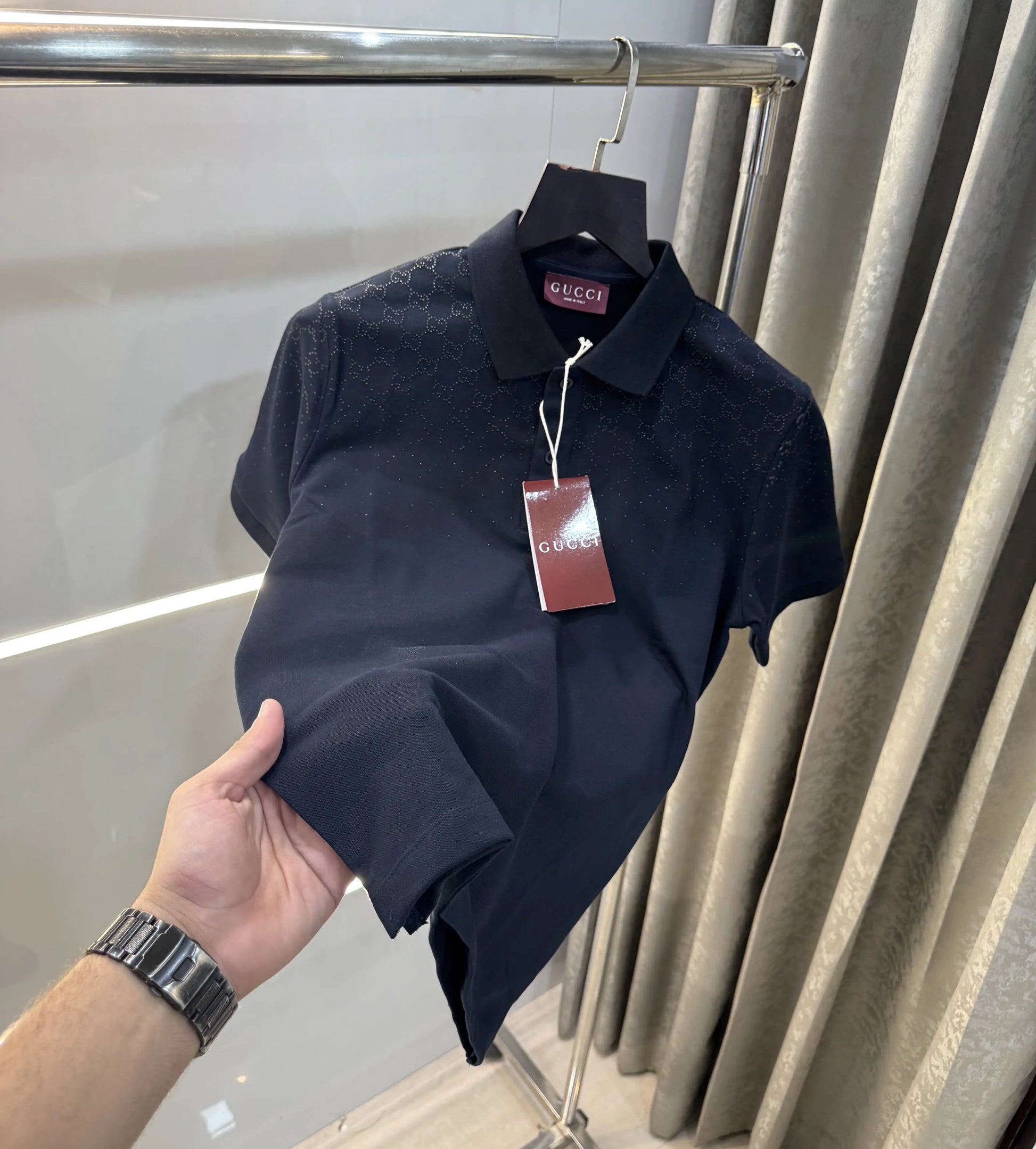Gucc i Navy Blue Logo Work Premium Polo T-Shirt