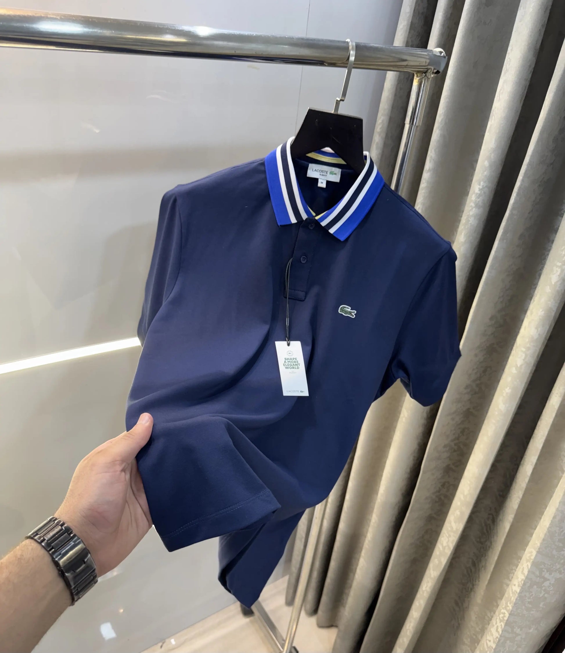 Lacost e Navy Blue Embroidery Logo Premium Polo T-Shirt