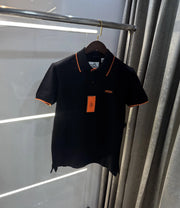 Hermes Black Embroidery Logo Premium Polo T-Shirt