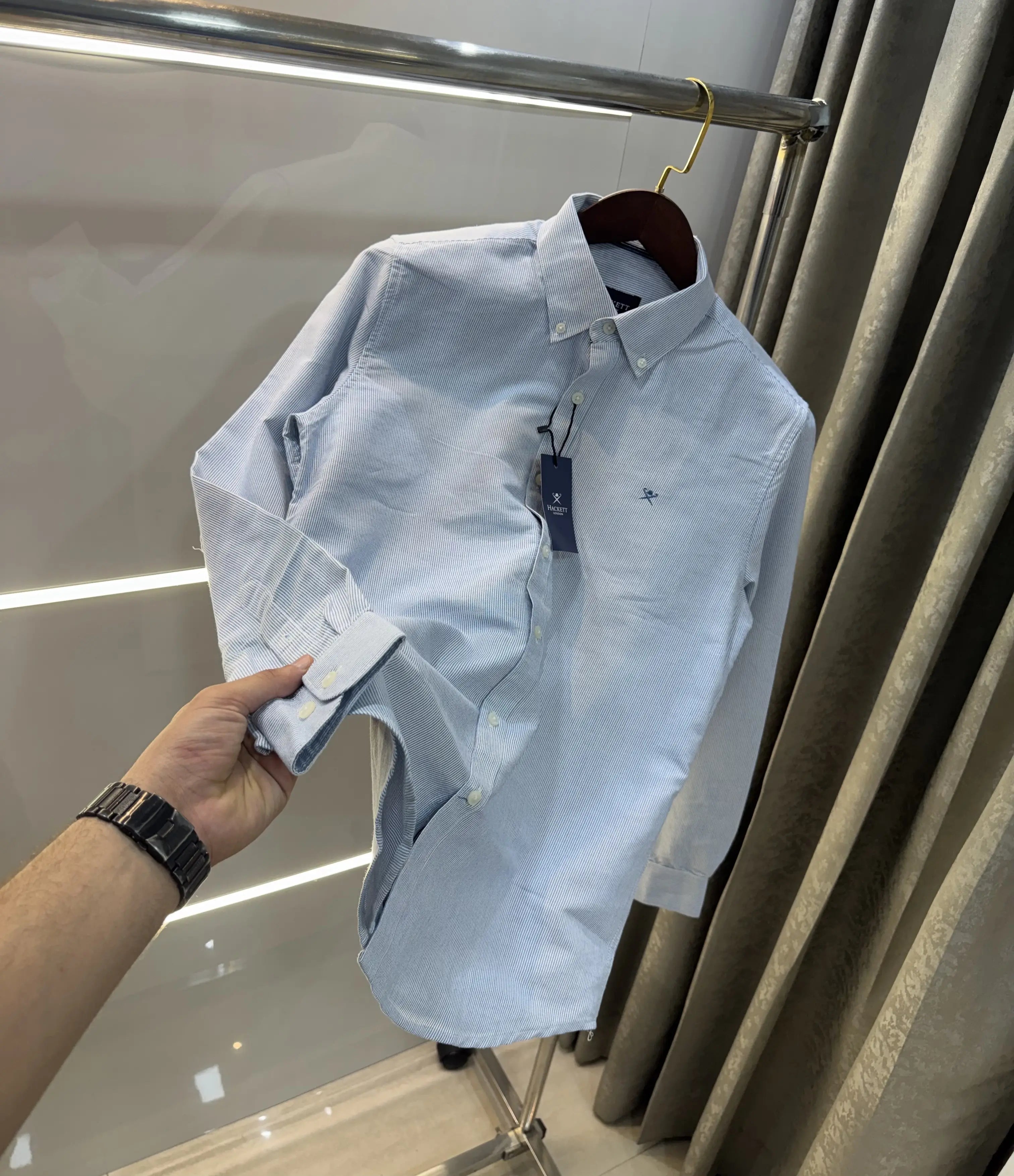 Hacket Sky Blue Logo Work Classic Shirt