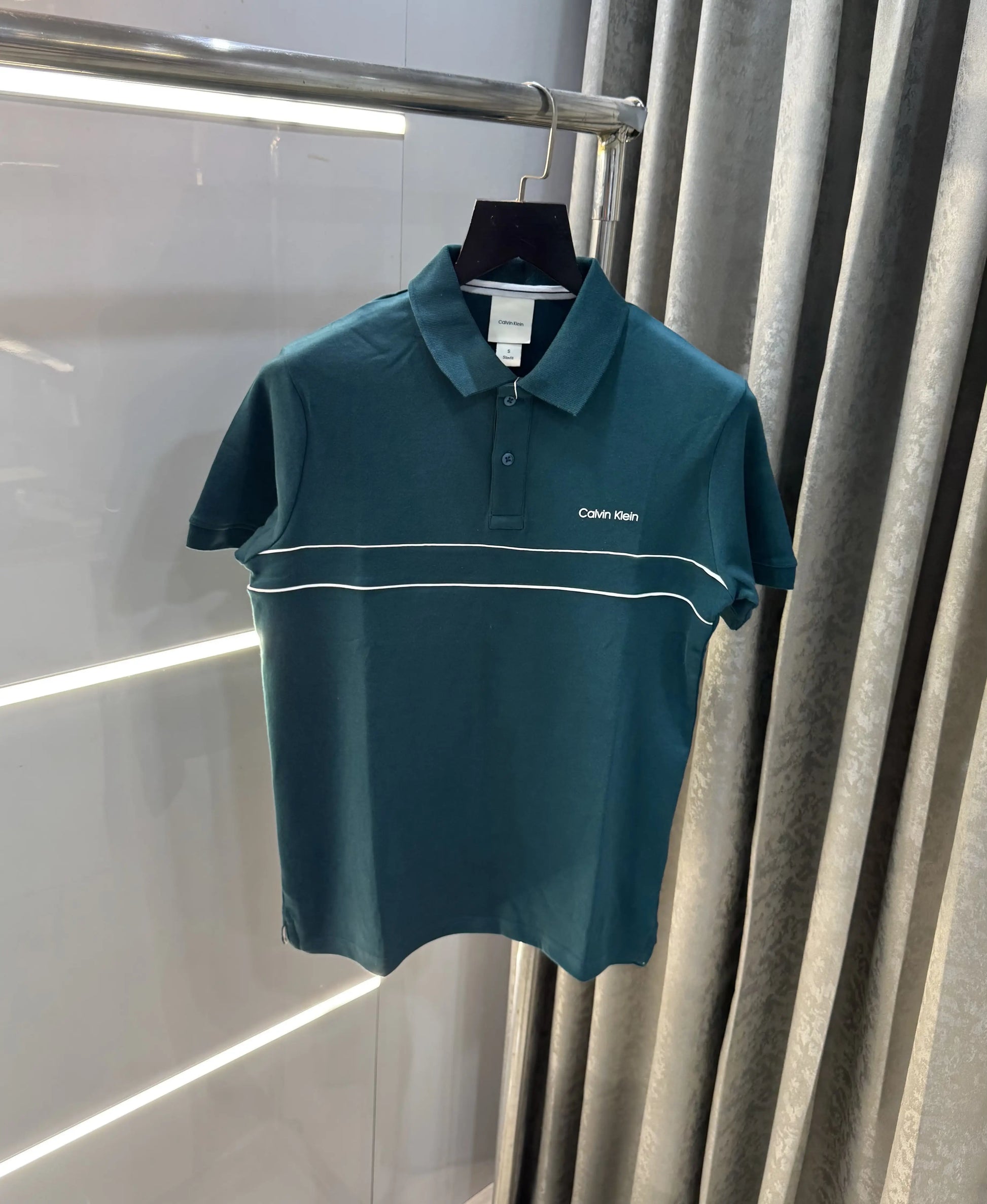 Calvin Klein Green Logo Work Premium Polo T-Shirt