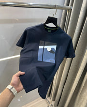 Hugo Boss Navy Blue Logo Print Premium T-Shirt