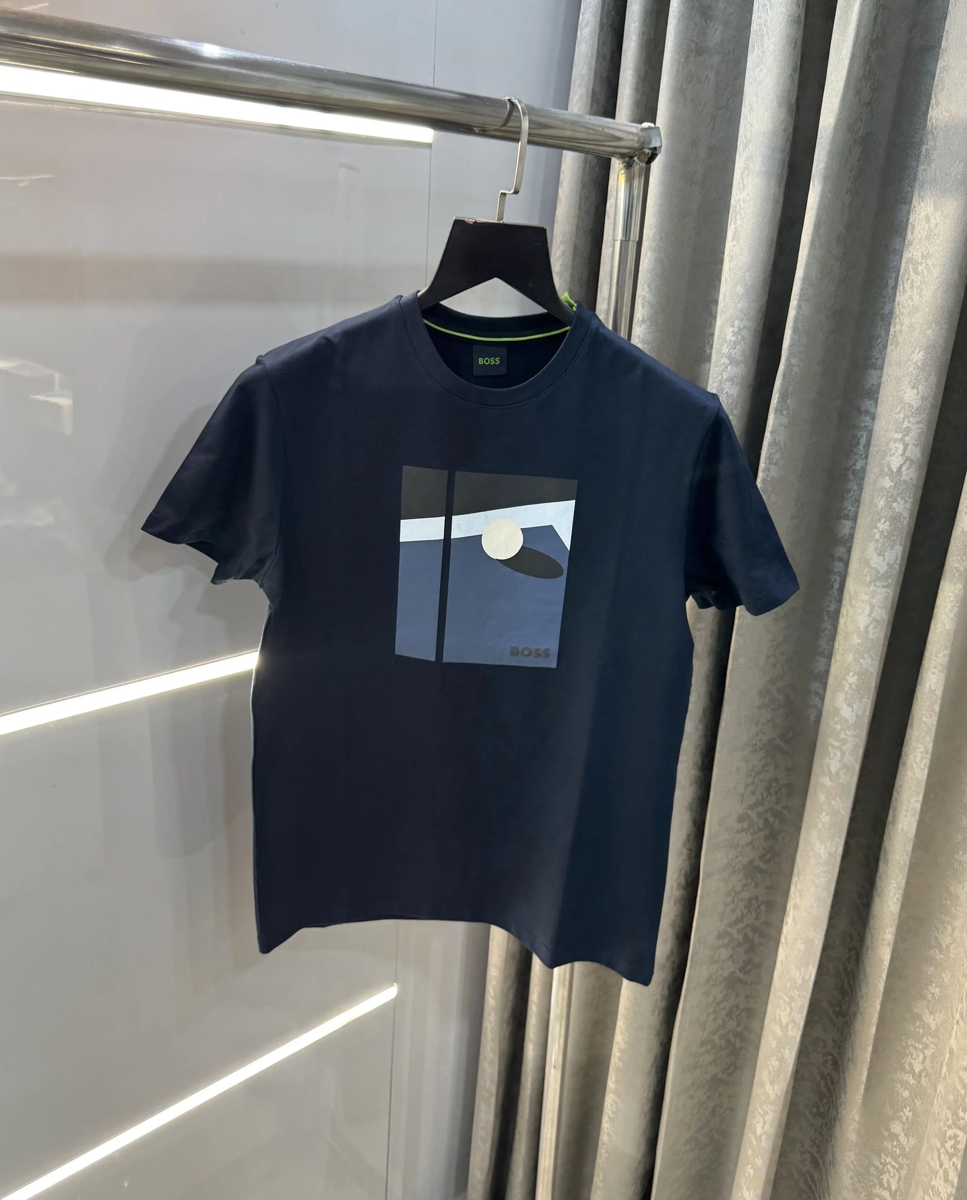 Hugo Boss Navy Blue Logo Print Premium T-Shirt