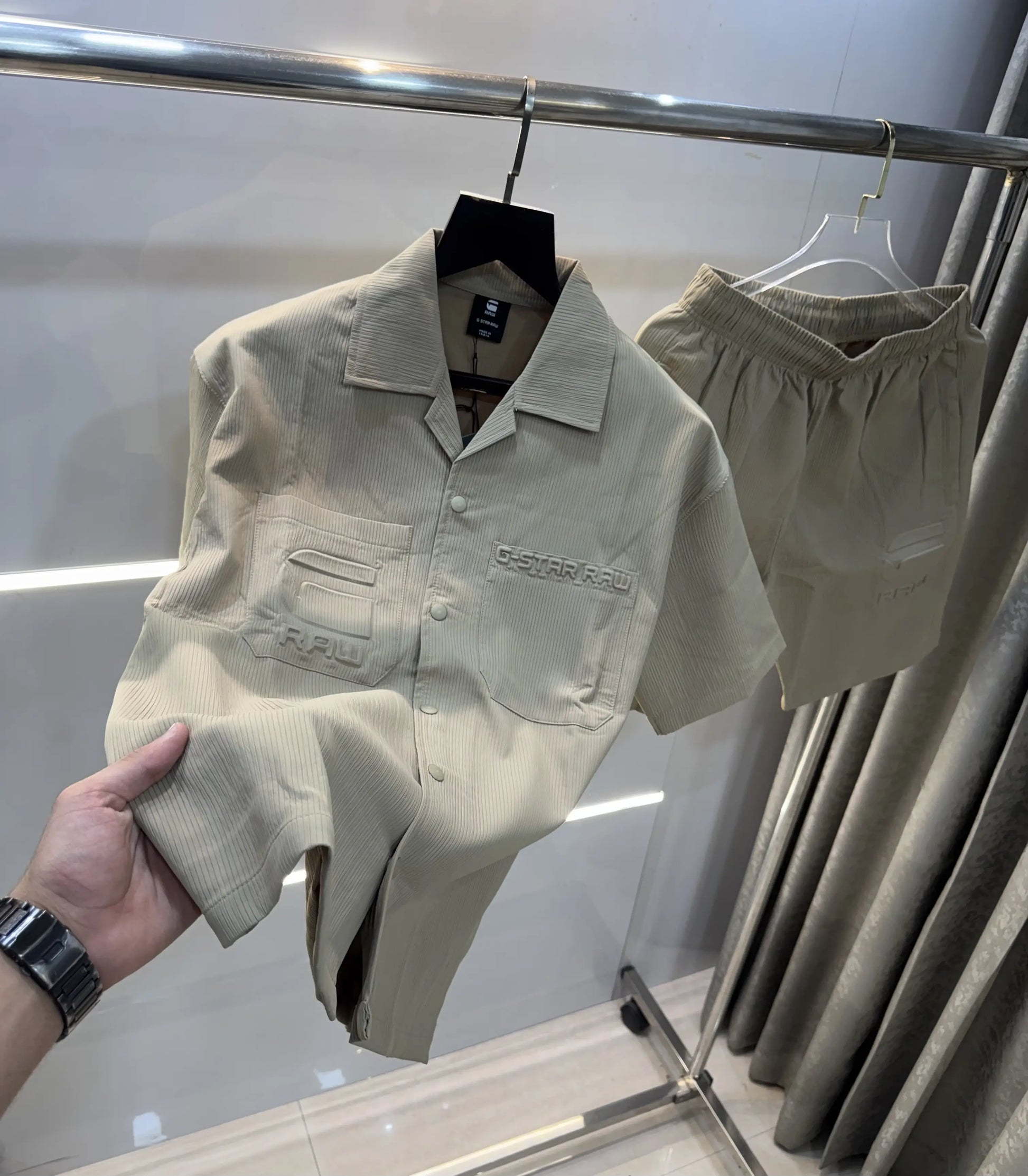 G-Star Raw Beige Logo Work Premium OversizedCord Set