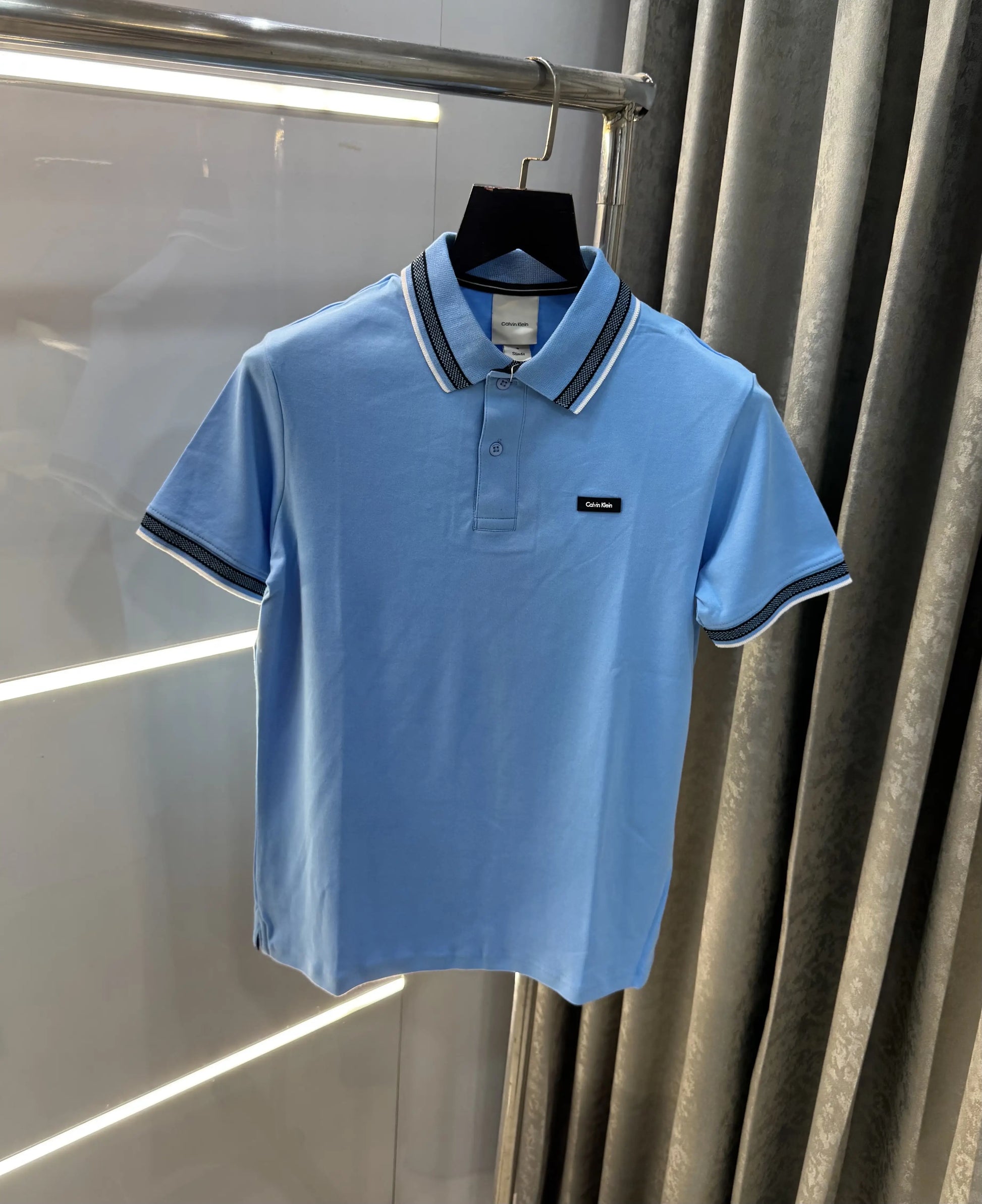 Calvin Klein Sky Blue Logo Work Premium Polo T-Shirt