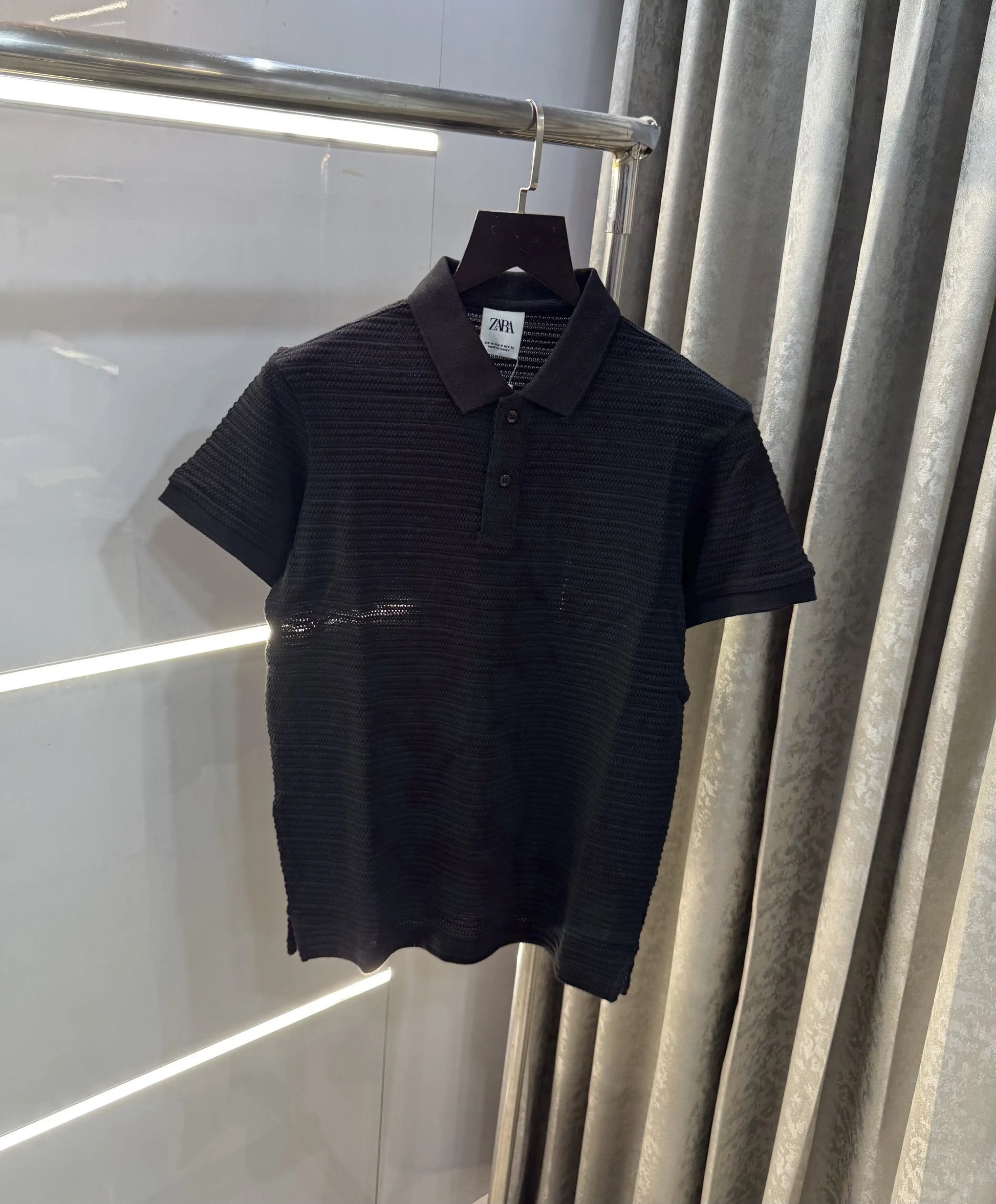 Zar a Black Premium Knitted Polo T-Shirt