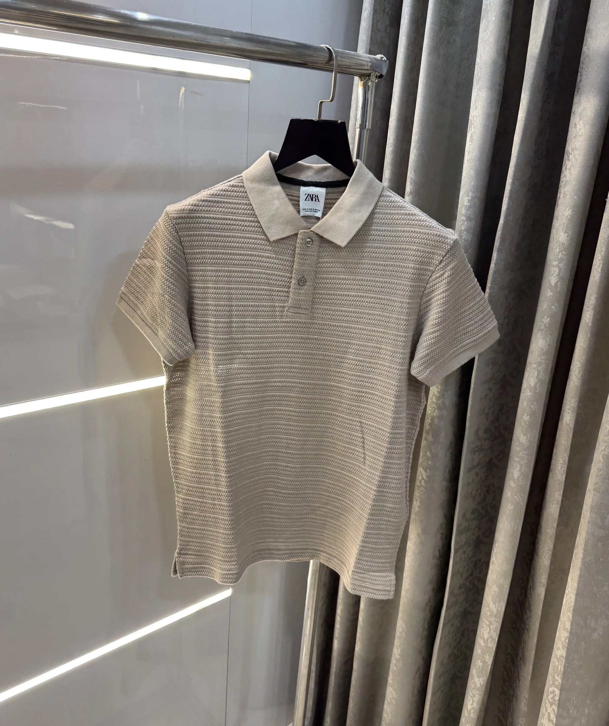 Zar a Beige Premium Knitted Polo T-Shirt