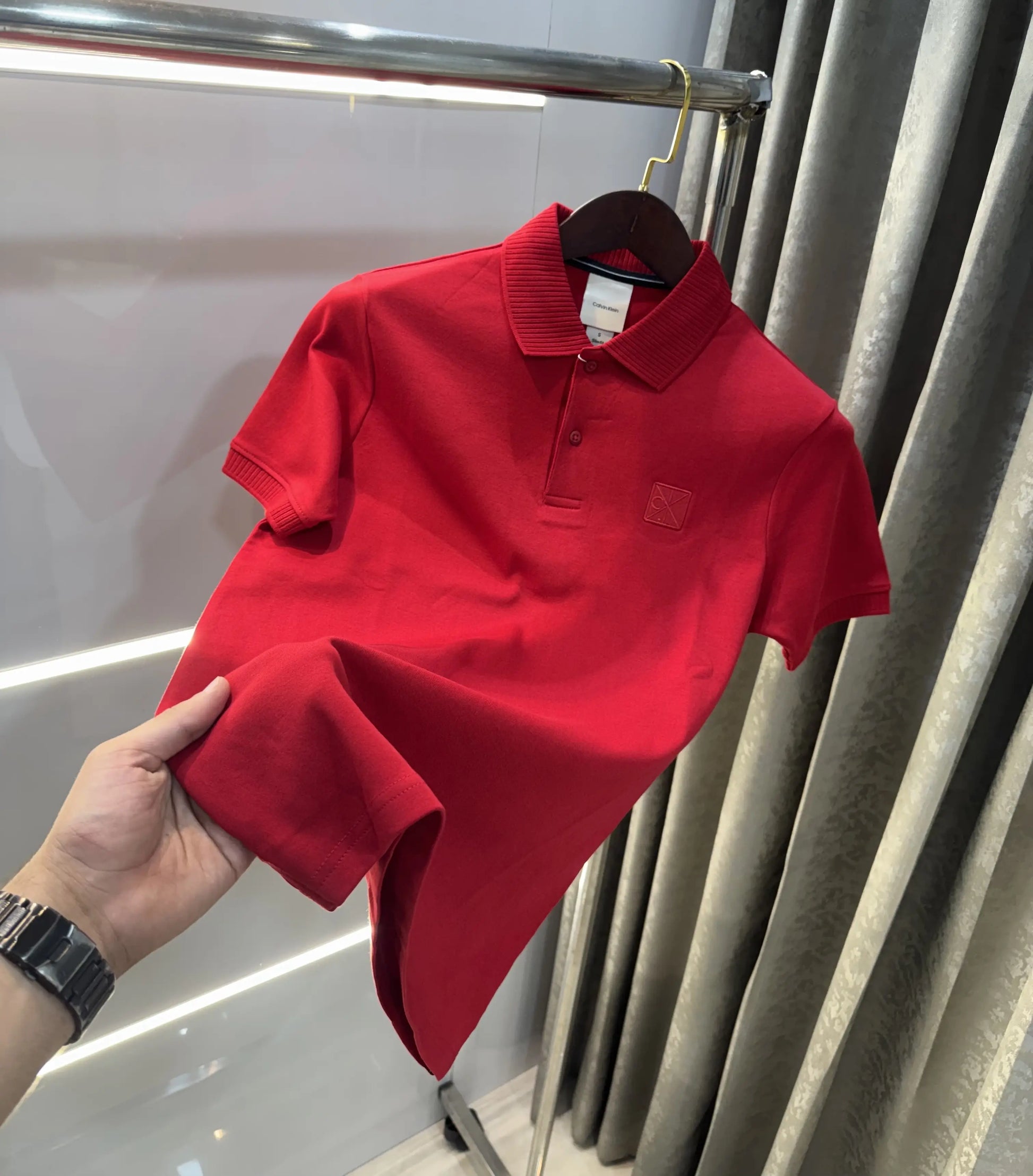 Calvin Klein Red Logo Work Premium Polo T-Shirt